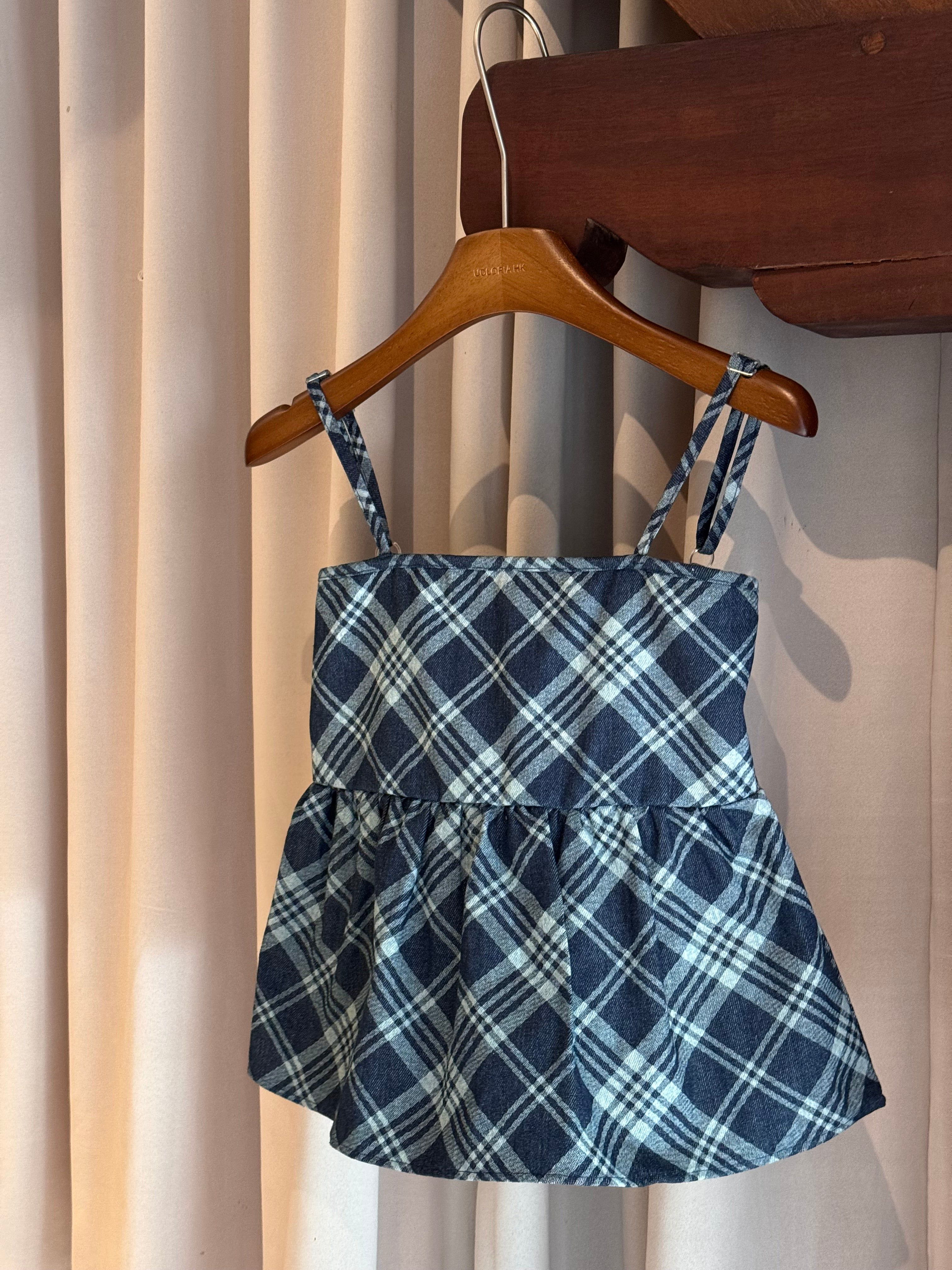 【瑕疵品❗️】牛仔格仔吊帶背心