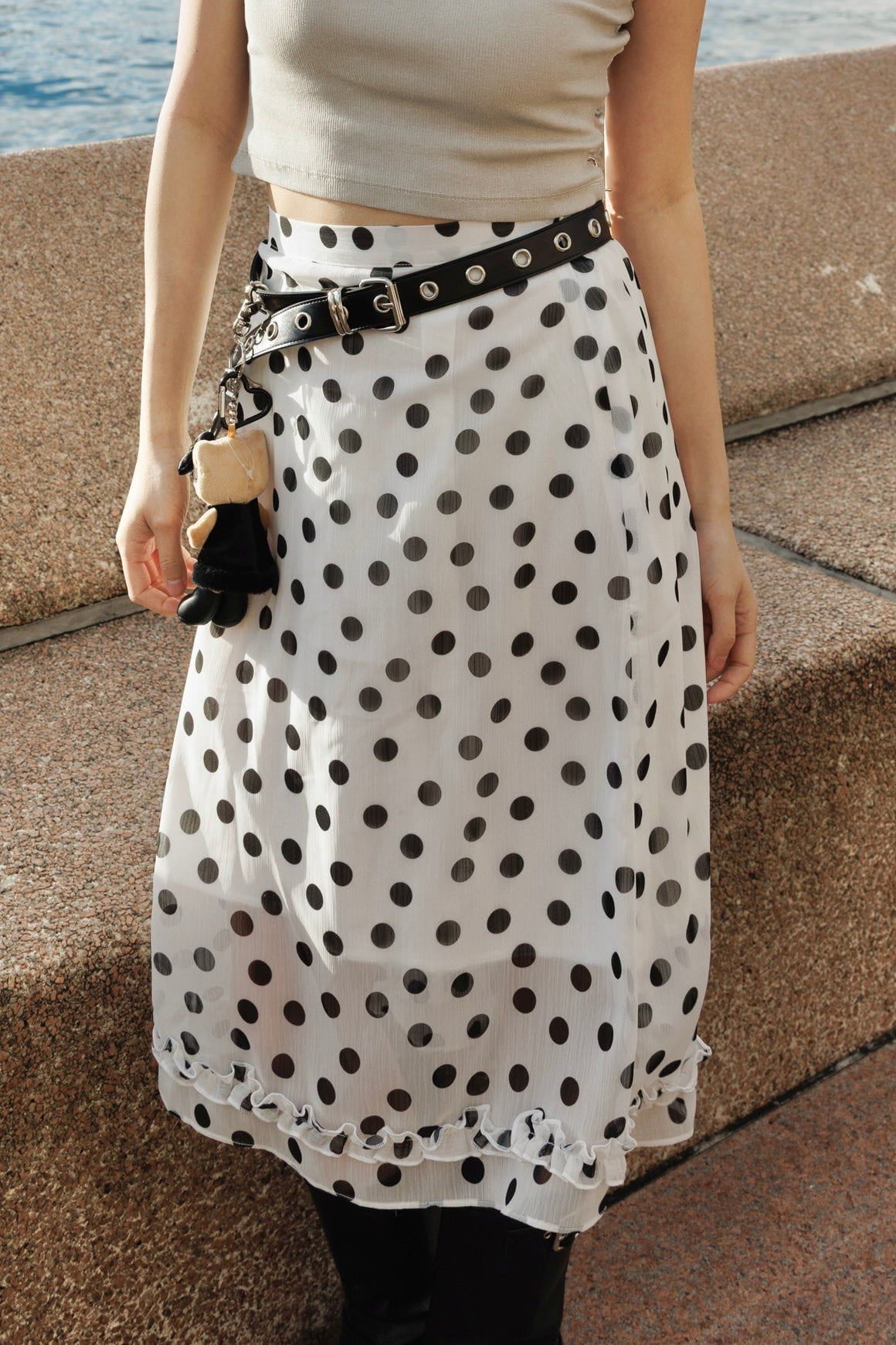 【🔥大降價夏季產品 】2025波點必須有!黑白波點花邊雪紡裙