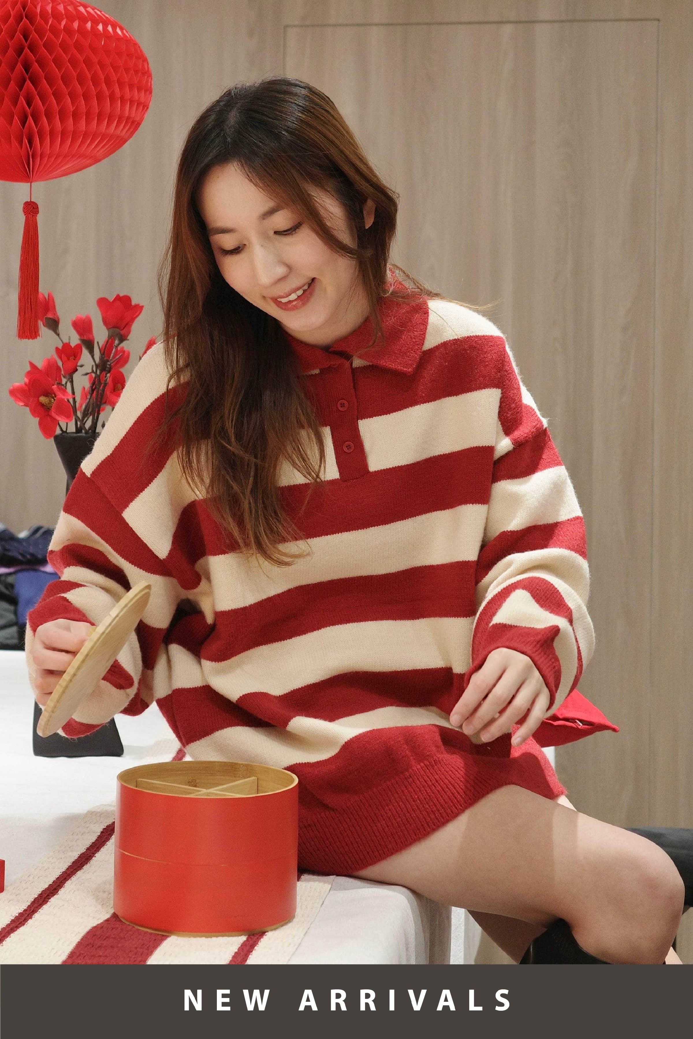 Hello Wally!Stripe Polo Sweater