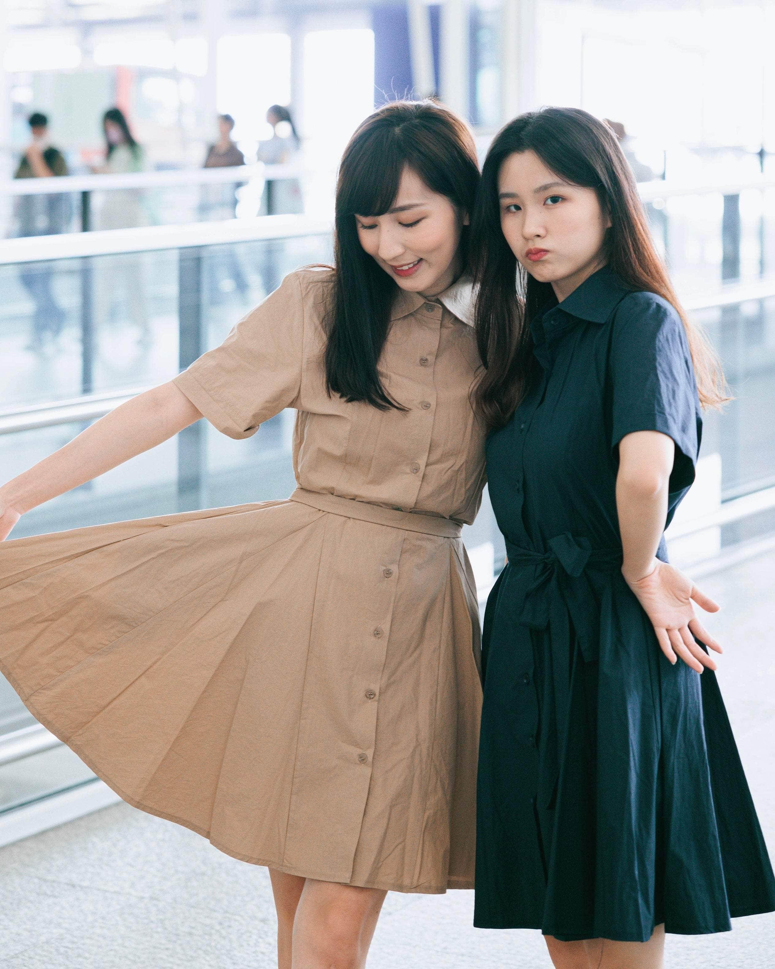 韓國服飾 連身裙韓國 深藍色 / 瑕疵品 [ 瑕疵品 2] 超超超高質連身短裙