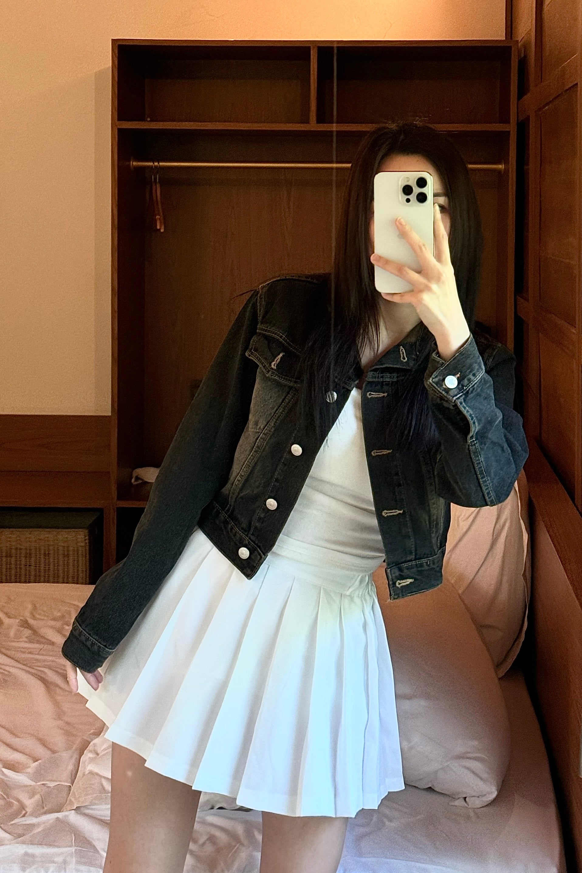 90’s retro mini denim jacket