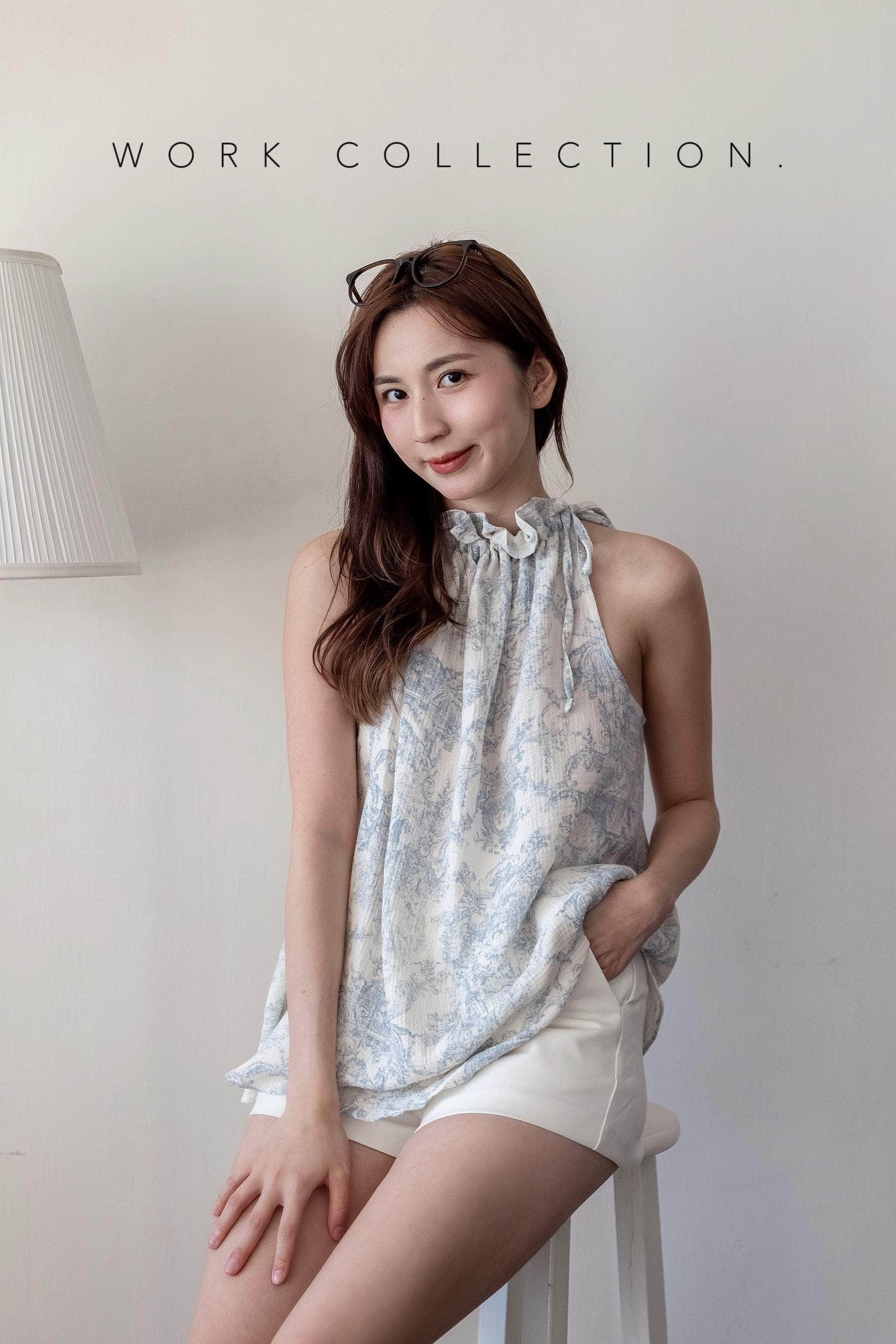 氣質女人味 🤍 Mint blue floral BB Soft top