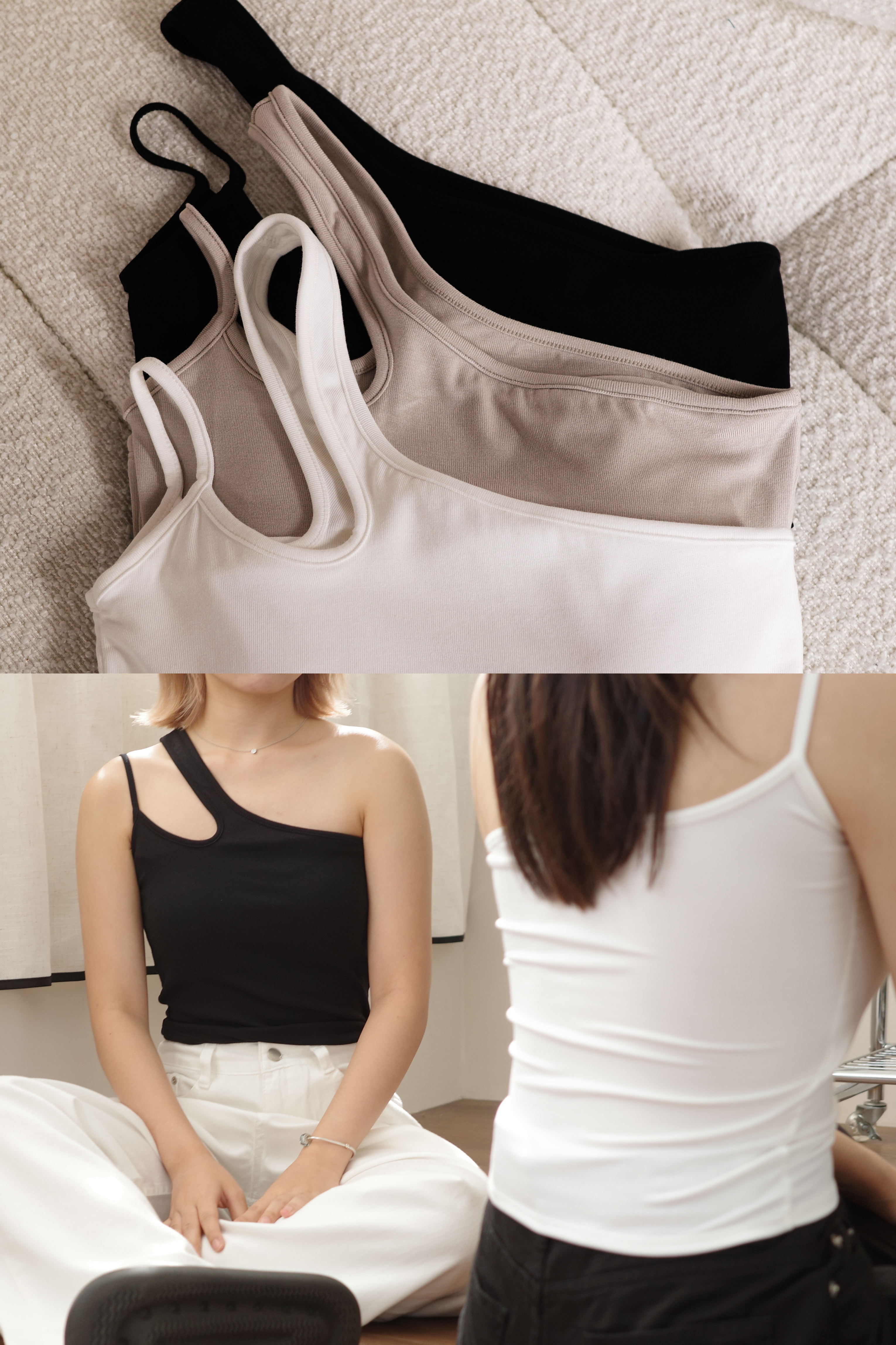 【瑕疵品❗️ 】不對稱雙肩帶Bra-Top