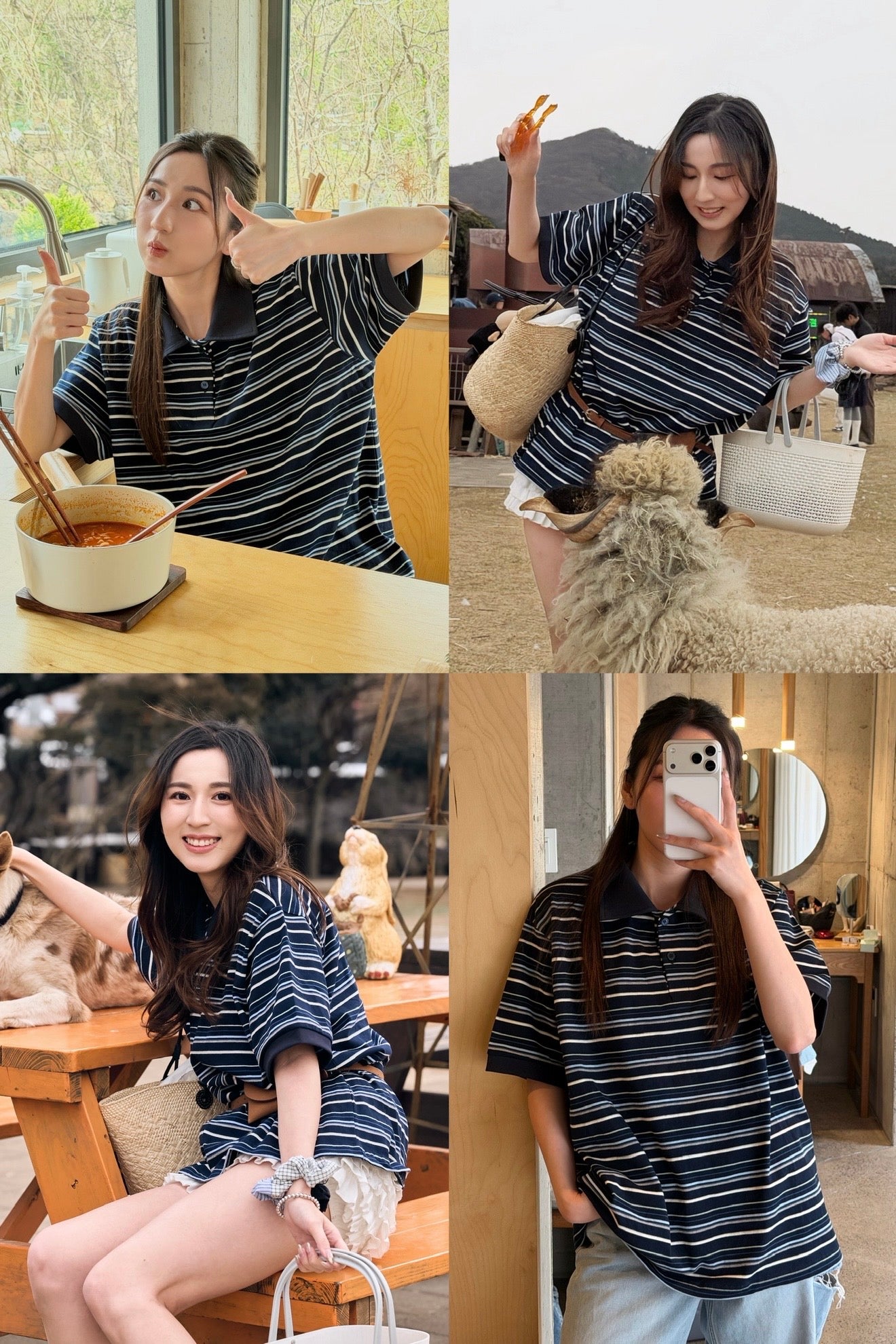 【 韓國親身搜羅系列|Summer Vol.1 🍧 】剛剛好的藍白條紋POLO領上衣