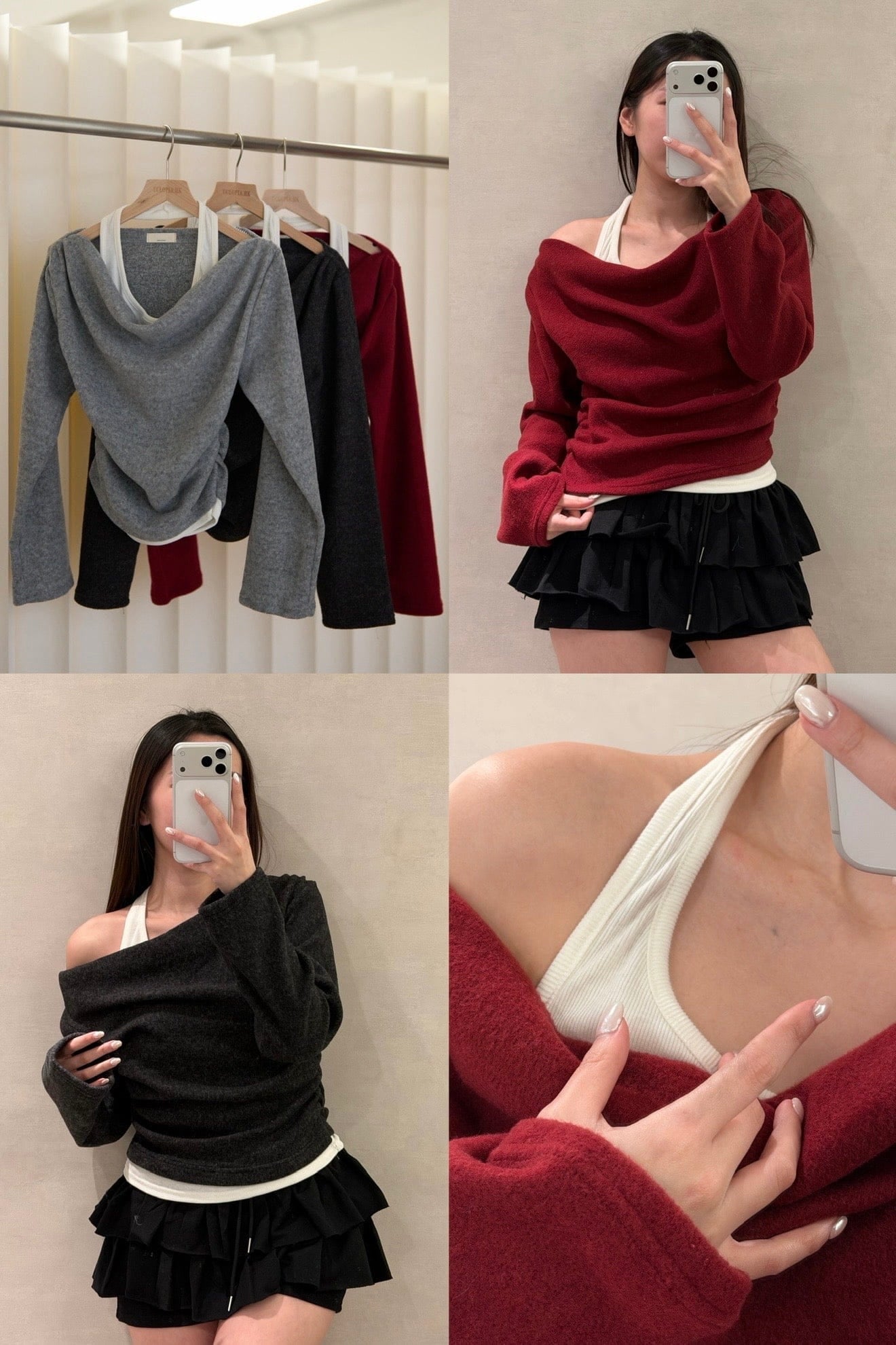 【 $99買一送一 】 雪絨拼色掛頸假兩件