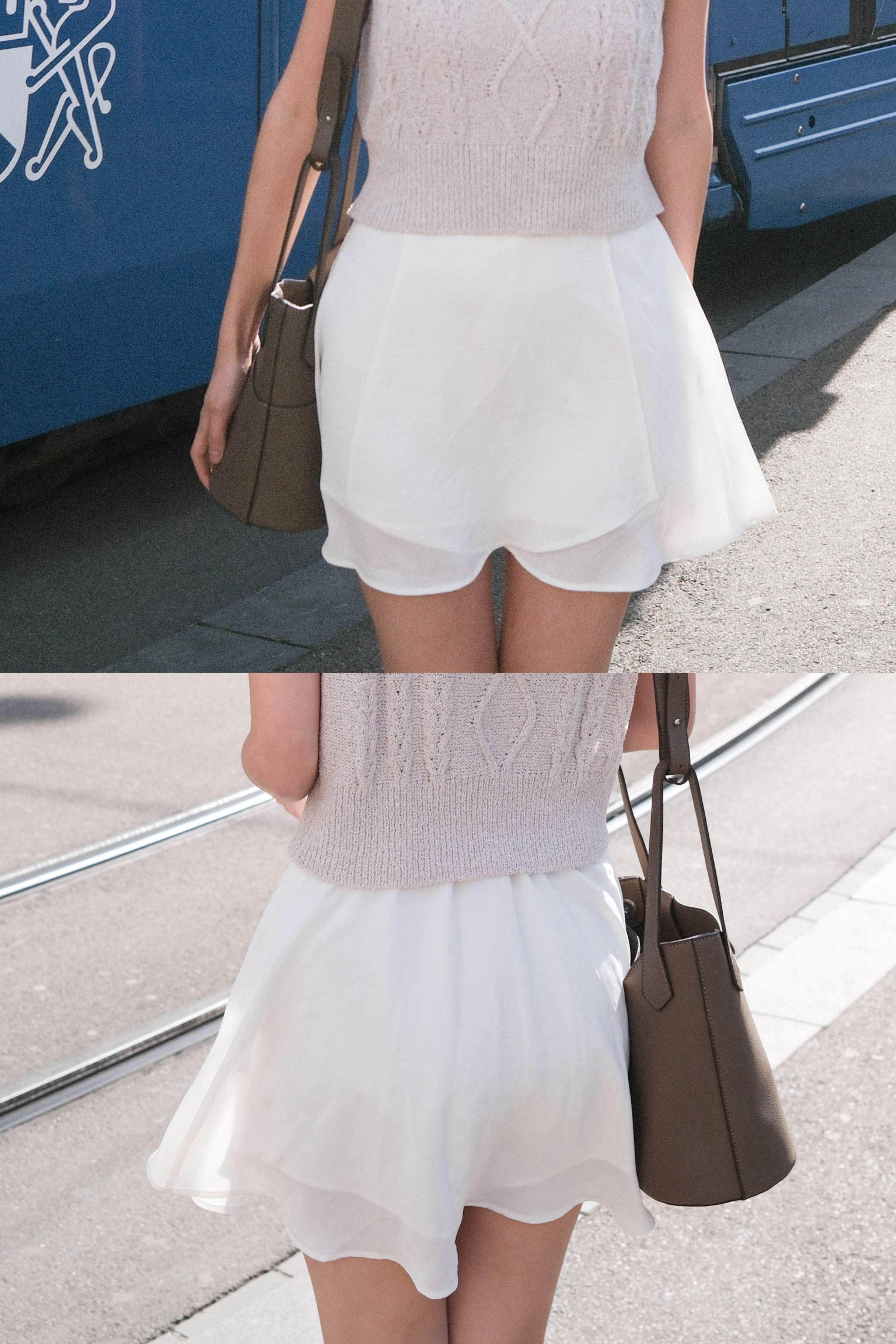 自帶仙氣的層次雪紡飄飄短裙