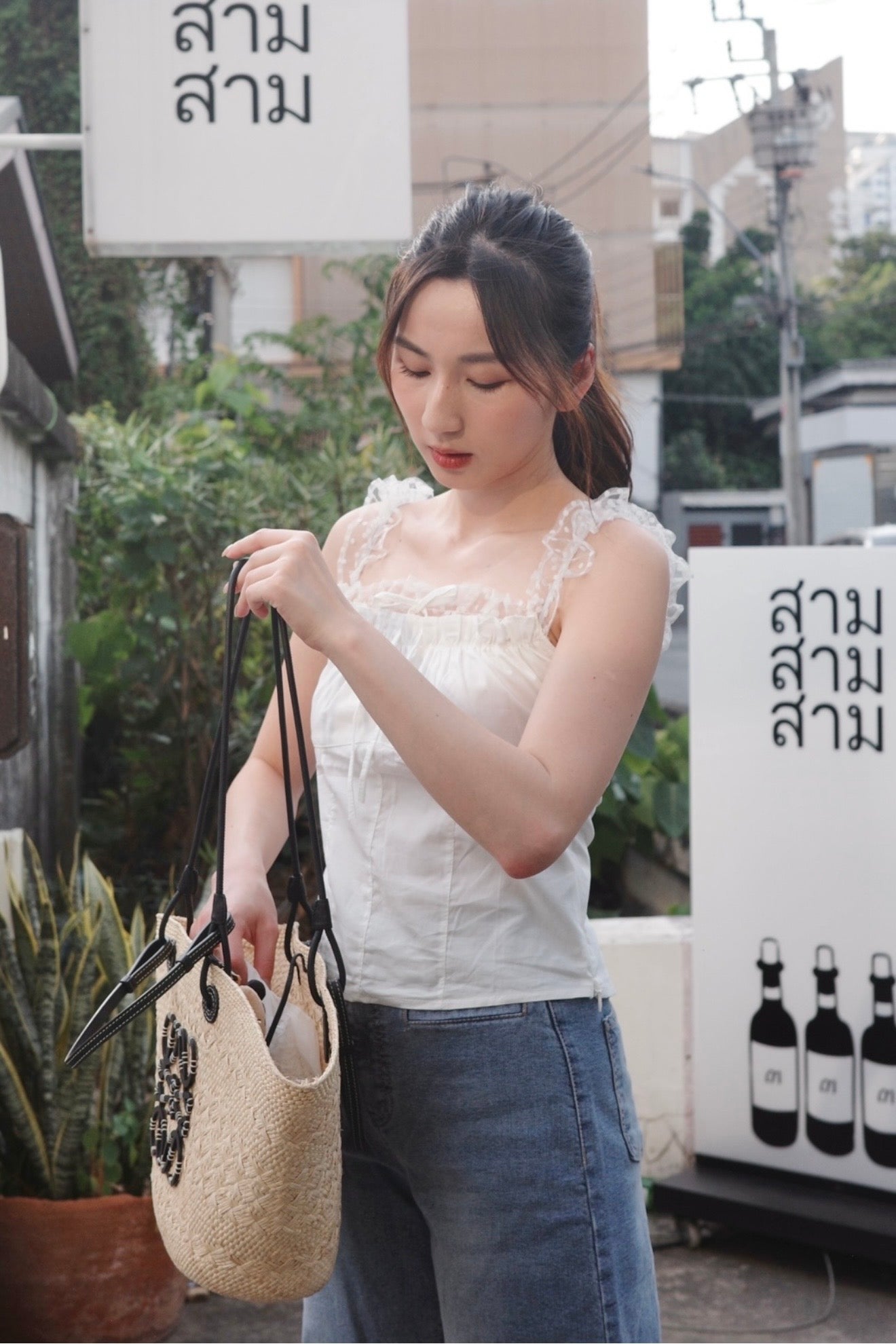 【泰國早鳥連線🇹🇭】#8 精緻的波點蕾絲2-ways Top