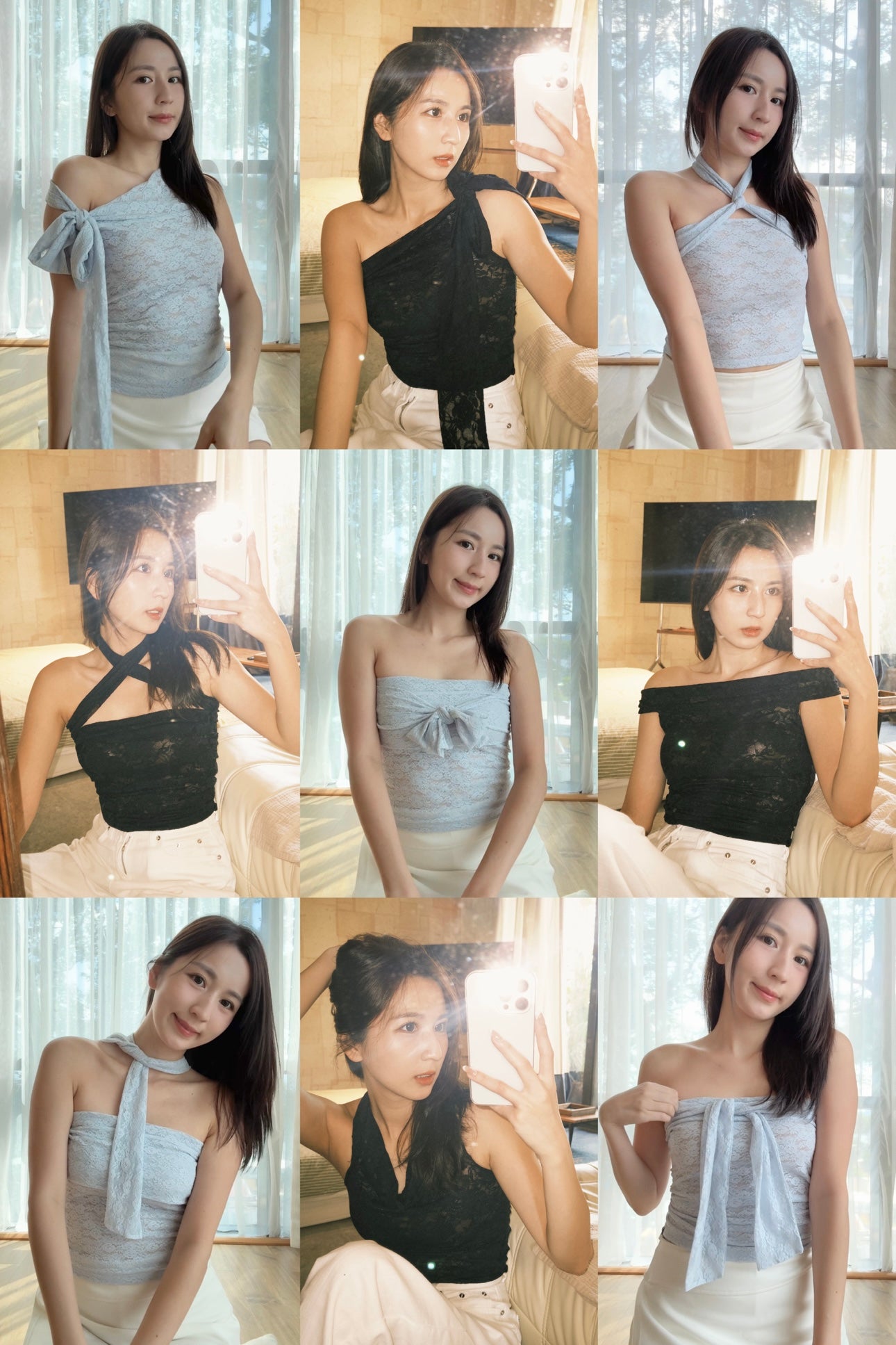 【瑕疵品❗️】百變綁帶蕾絲上衣