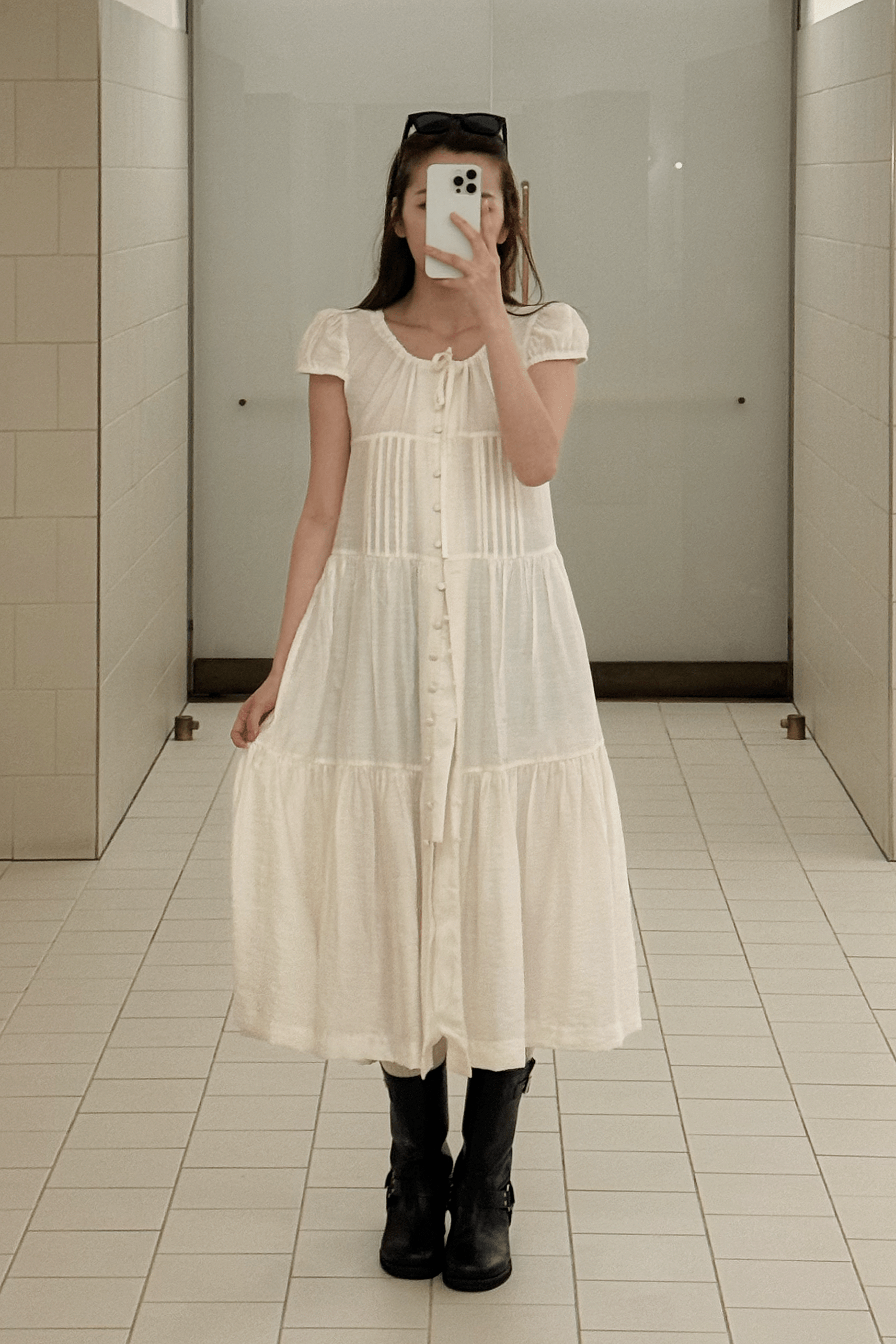 春日甜美仙氣感!蓬蓬豆豆飄逸連身長裙