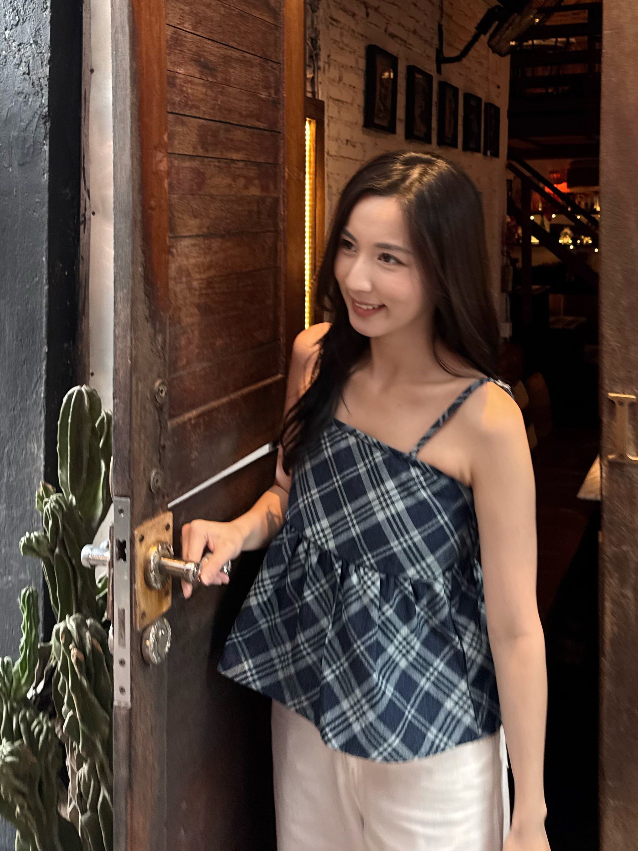 【瑕疵品❗️】牛仔格仔吊帶背心