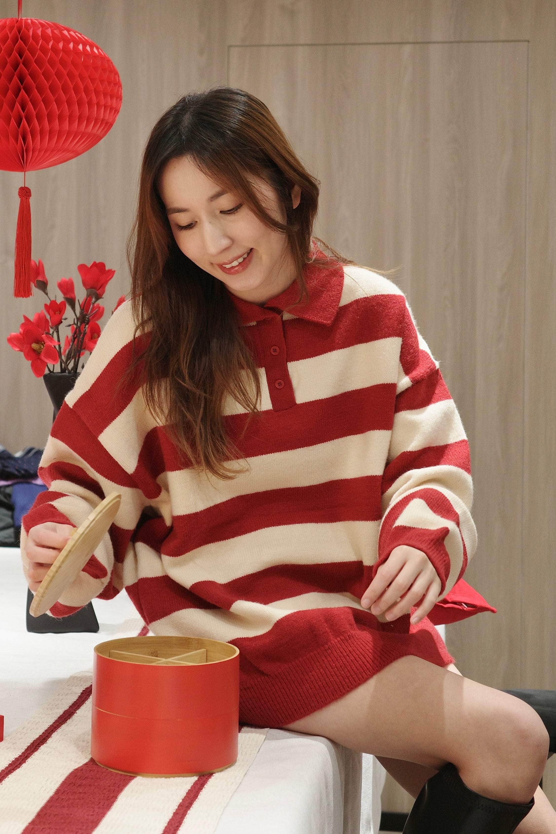 Hello Wally!Stripe Polo Sweater