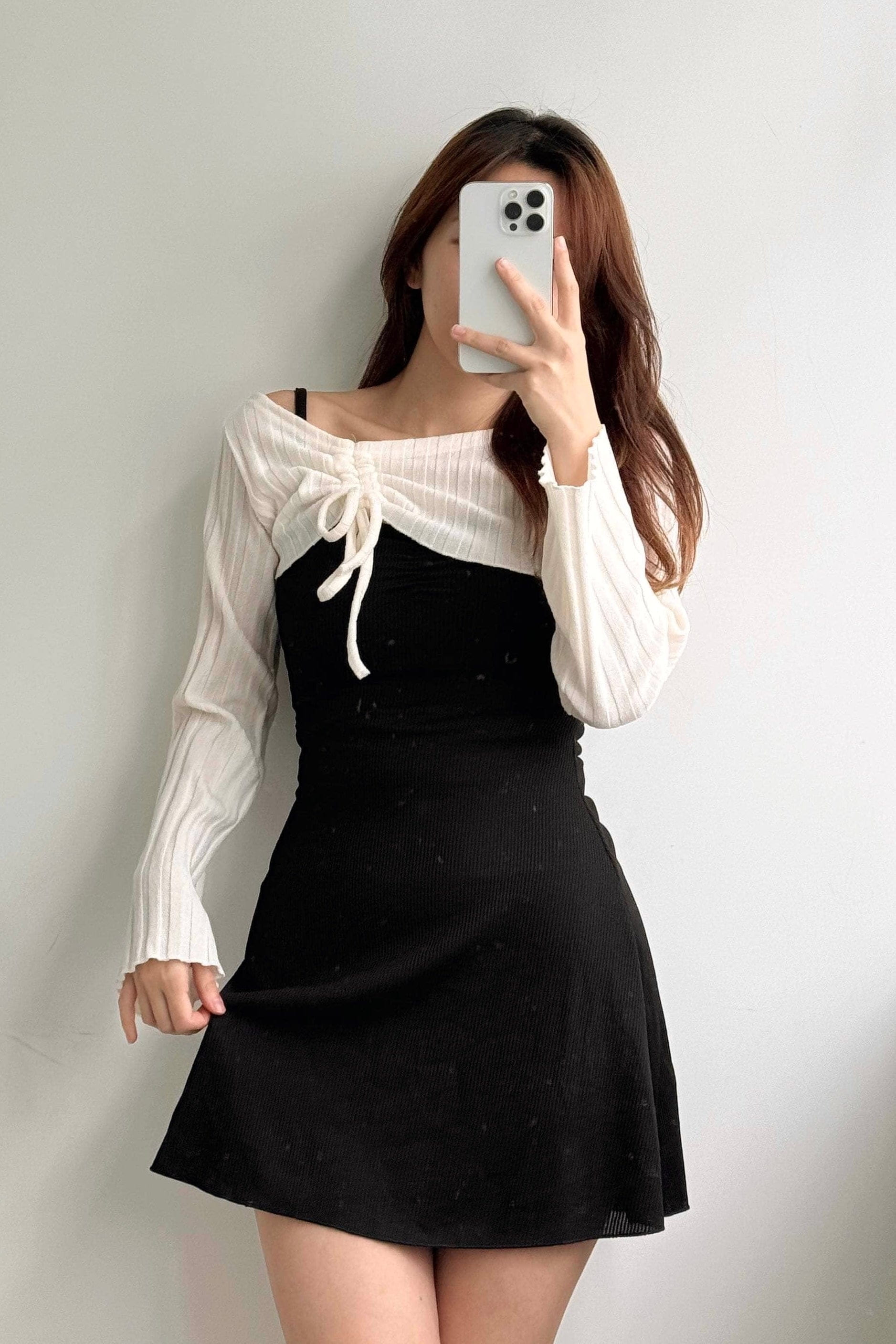 【 歷屆最精彩!$99震撼價❗️#41 】直紋束帶短罩衫+吊帶連身裙set