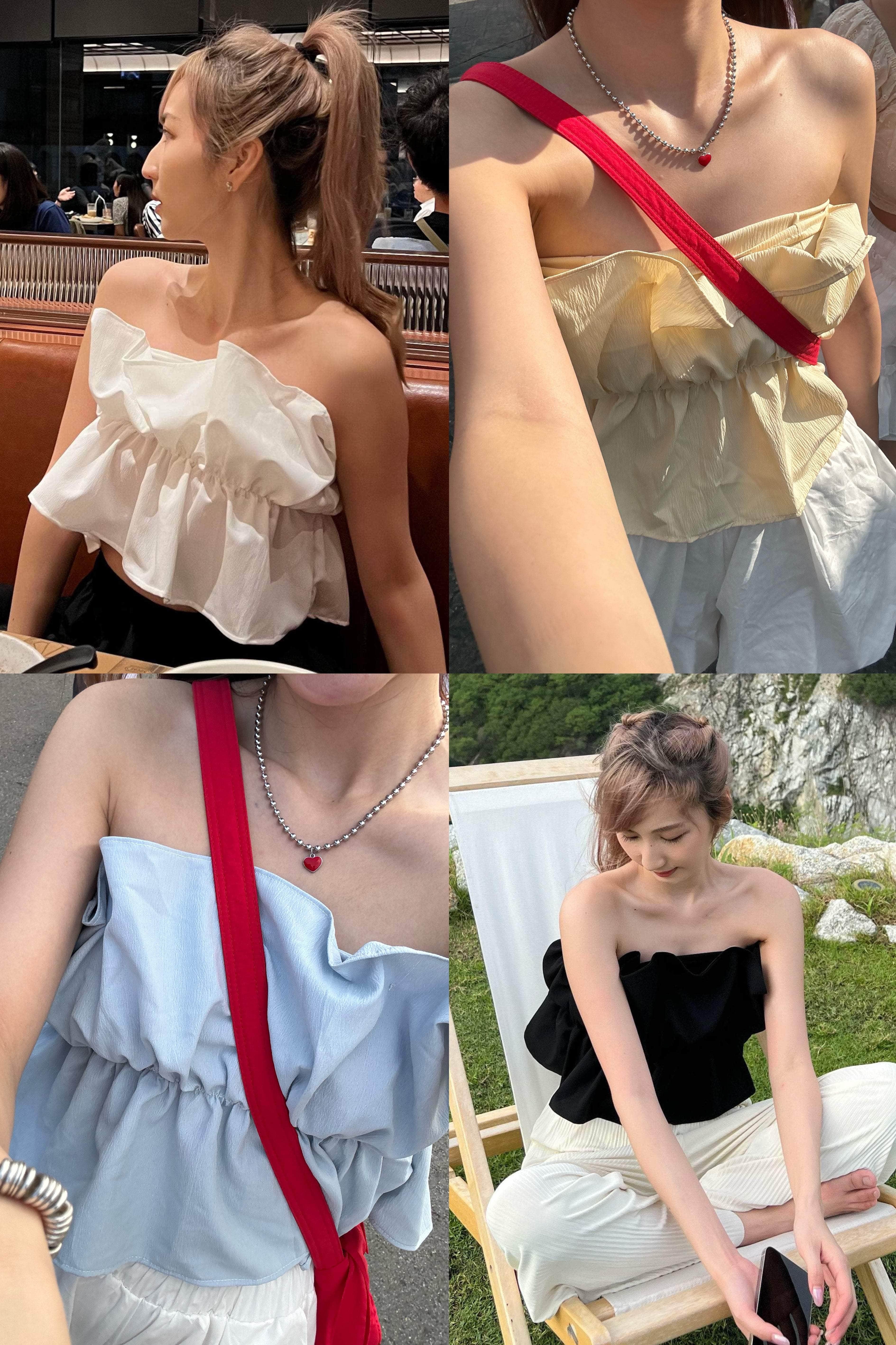 【瑕疵品❗️】立體感花束皺褶Top