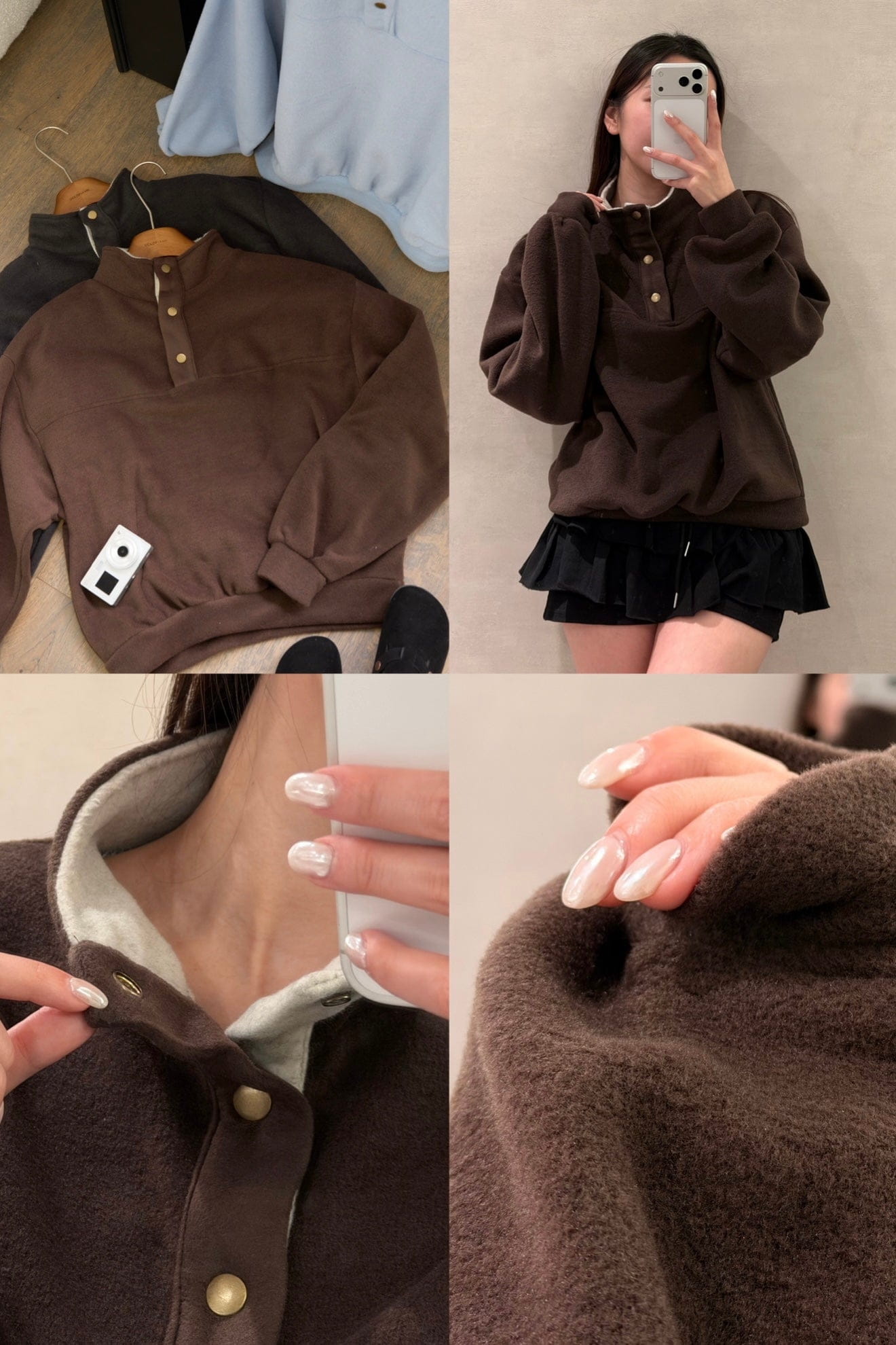 【 瑕疵品❗️】薄絨鈕扣Half-Zip上衣