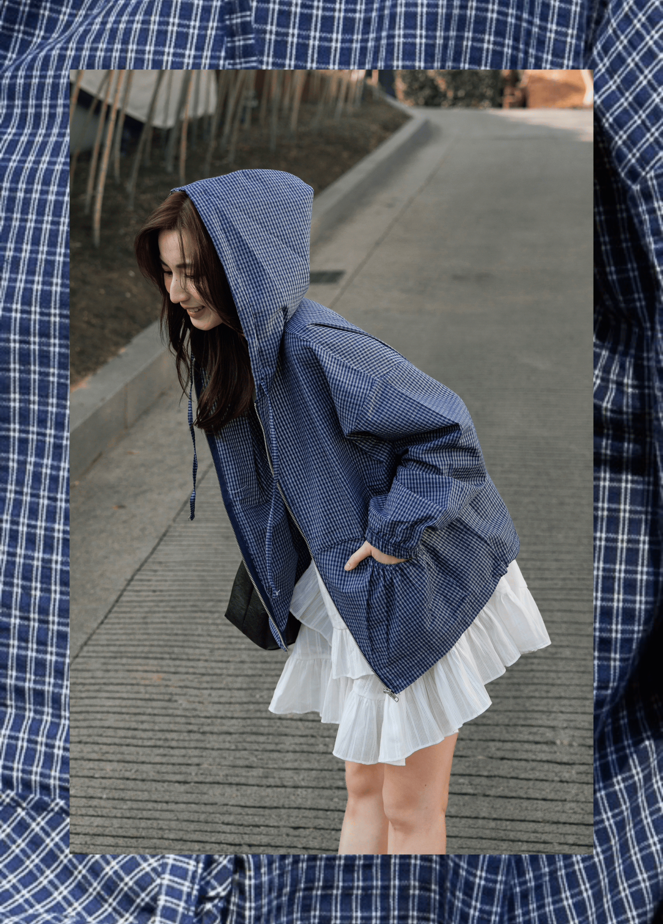 【 大降價 】13. Hongdae Checkered Zip Jacket