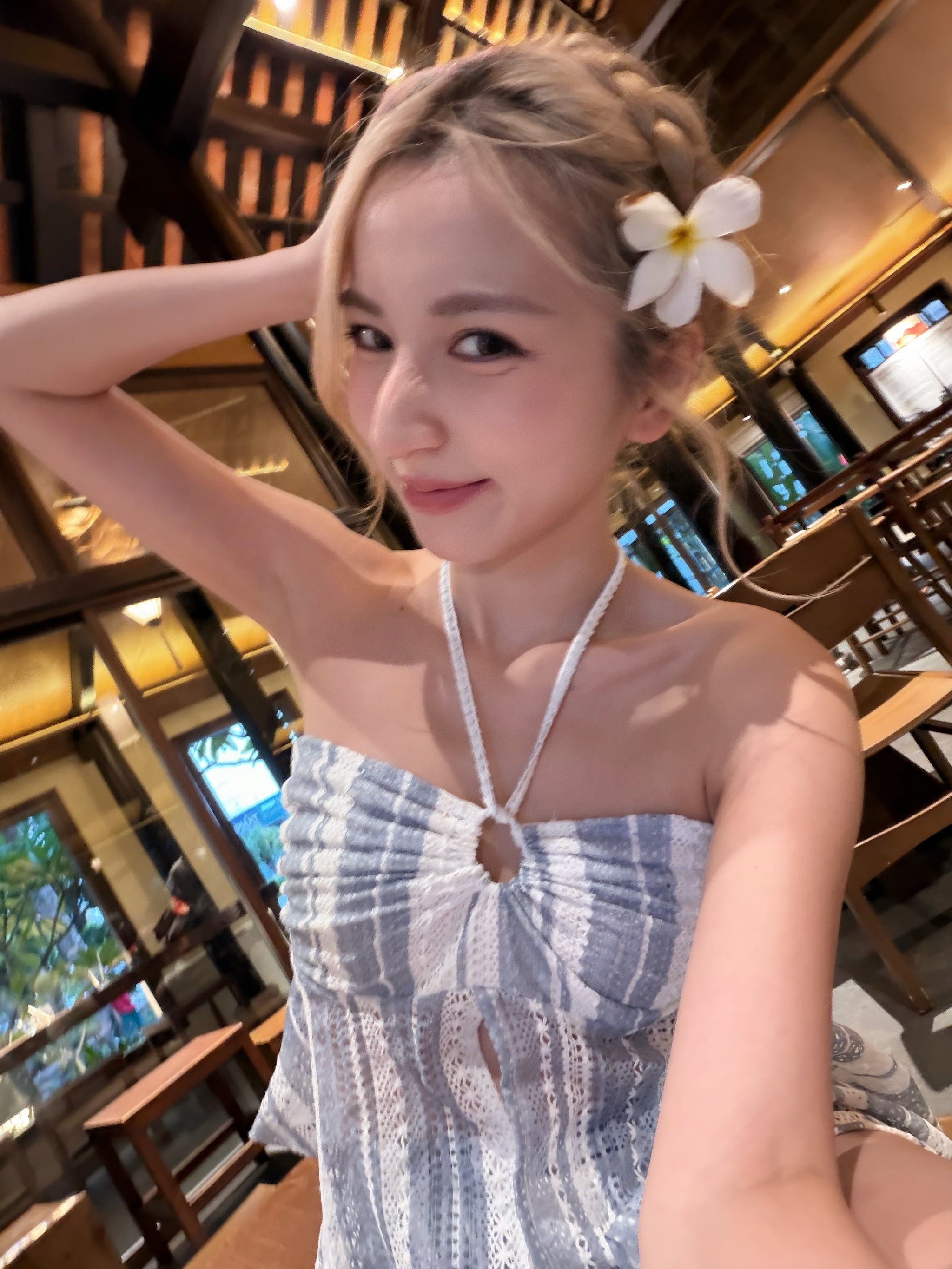 【🇹🇭泰國連線最後一擊!】#5 海島藍白編織套裝 上衣+短裙