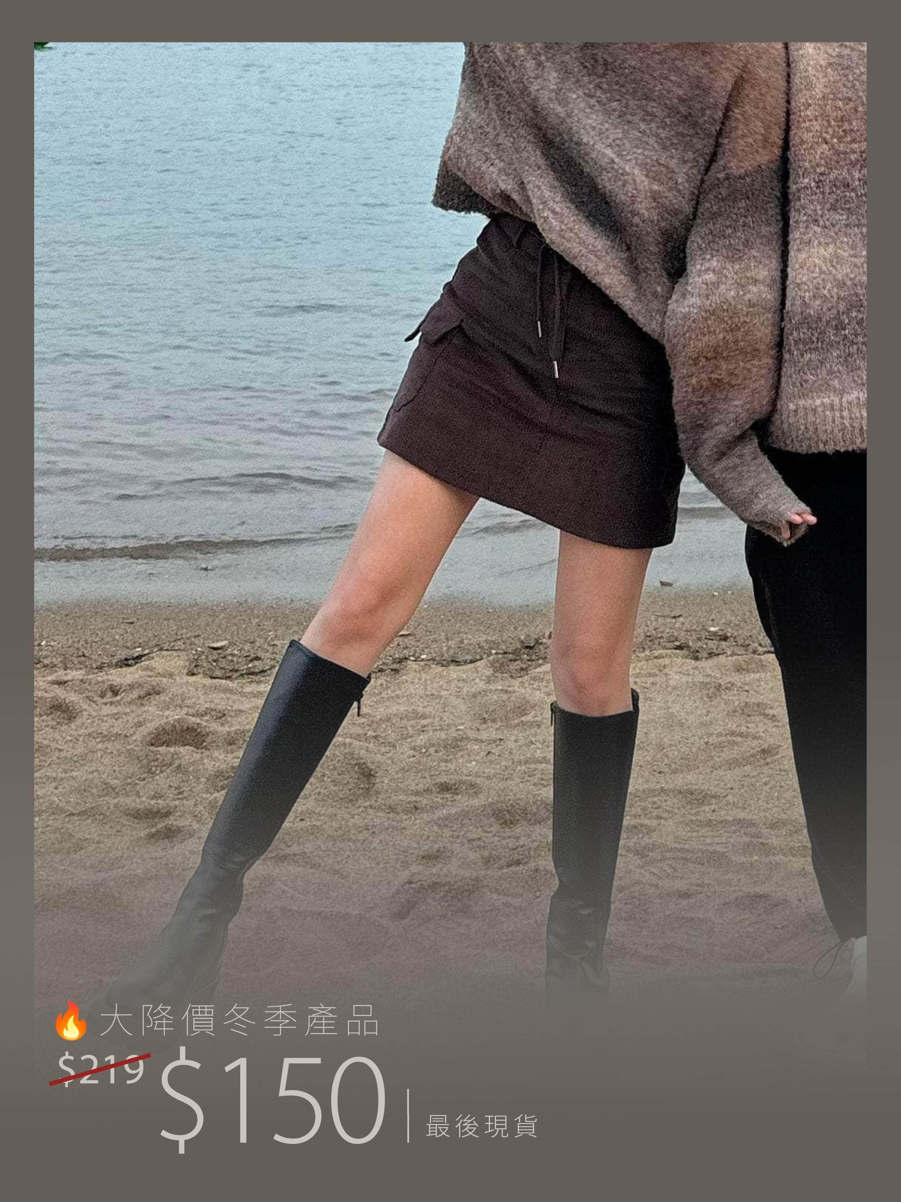 韓國服飾 短裙韓國 (複製) 冬日短裙🤎燈芯絨工裝A字裙 [三色入]