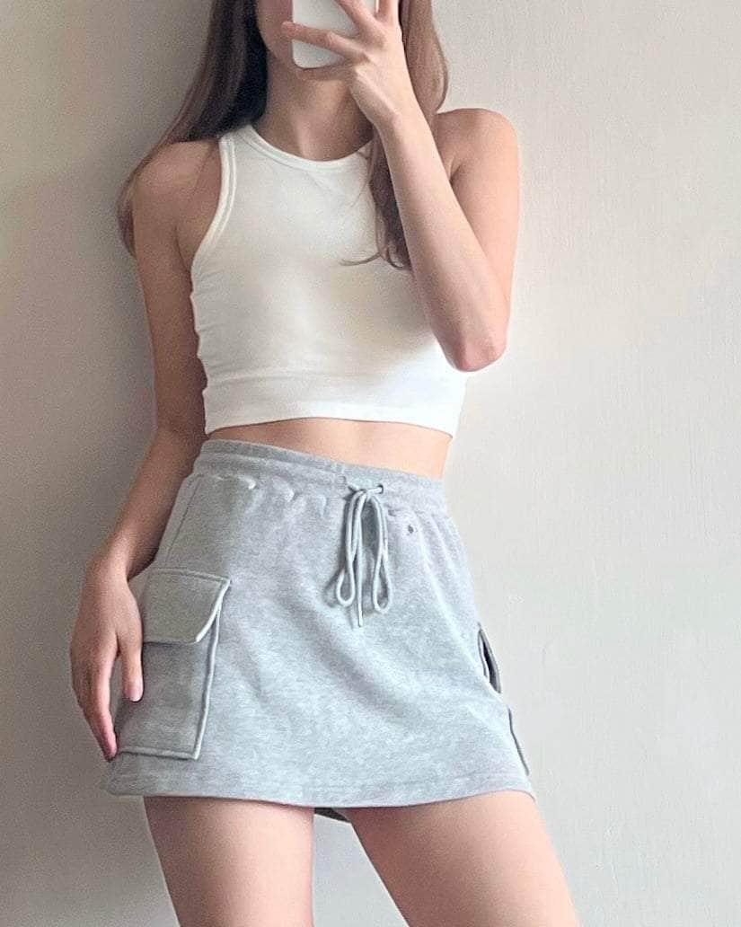 韓國服飾 短裙韓國 【🌗SEP 2】Basic pocket Skirt [兩色入]