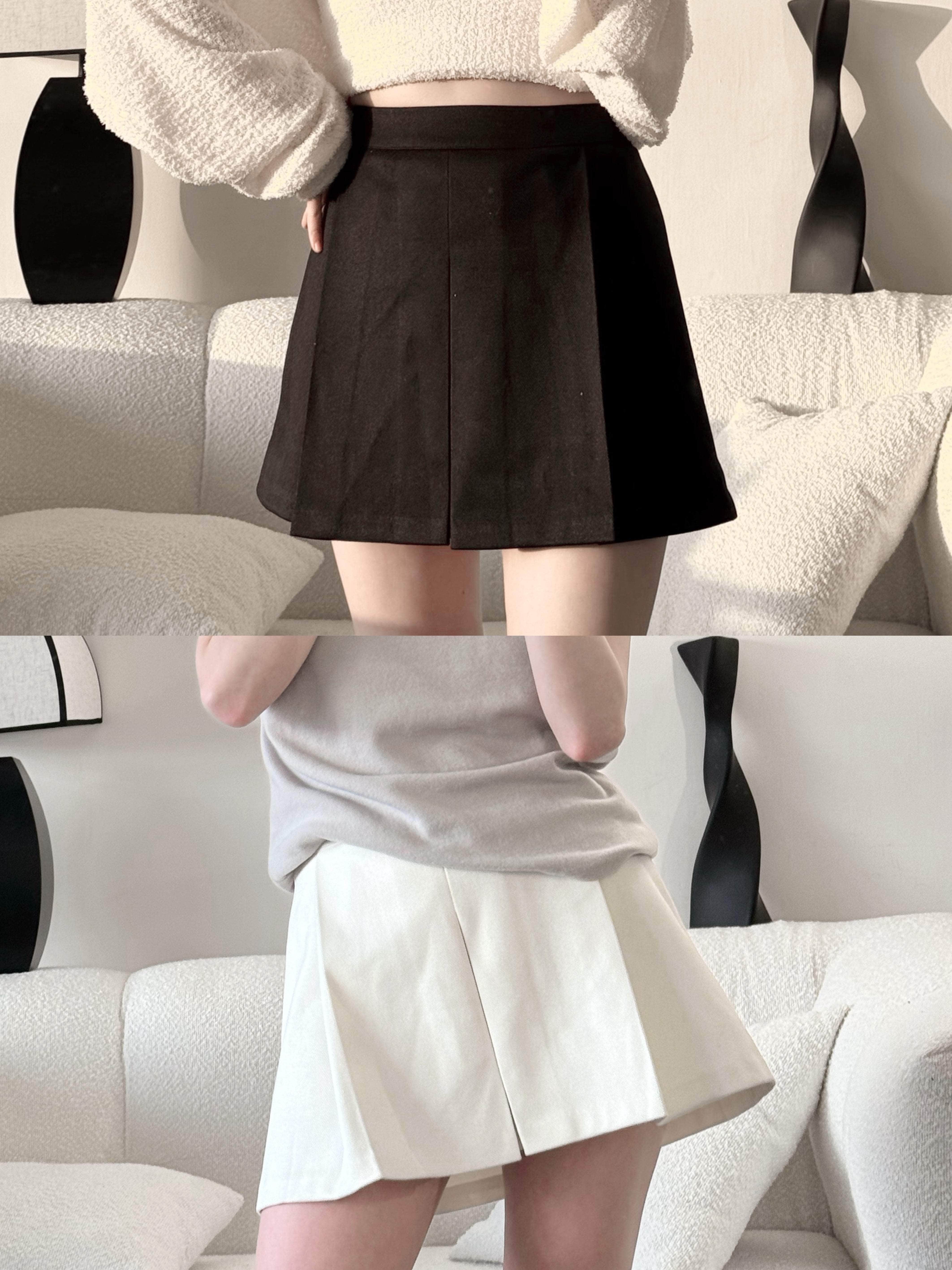 韓國服飾 百搭🥛Super soft 茸茸打褶裙 [兩色入]
