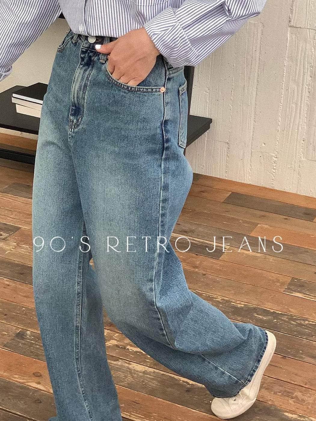 韓國服飾 牛仔長褲韓國 💚DAY 4 SUMMER Early bird🇰🇷90’s Retro Jeans