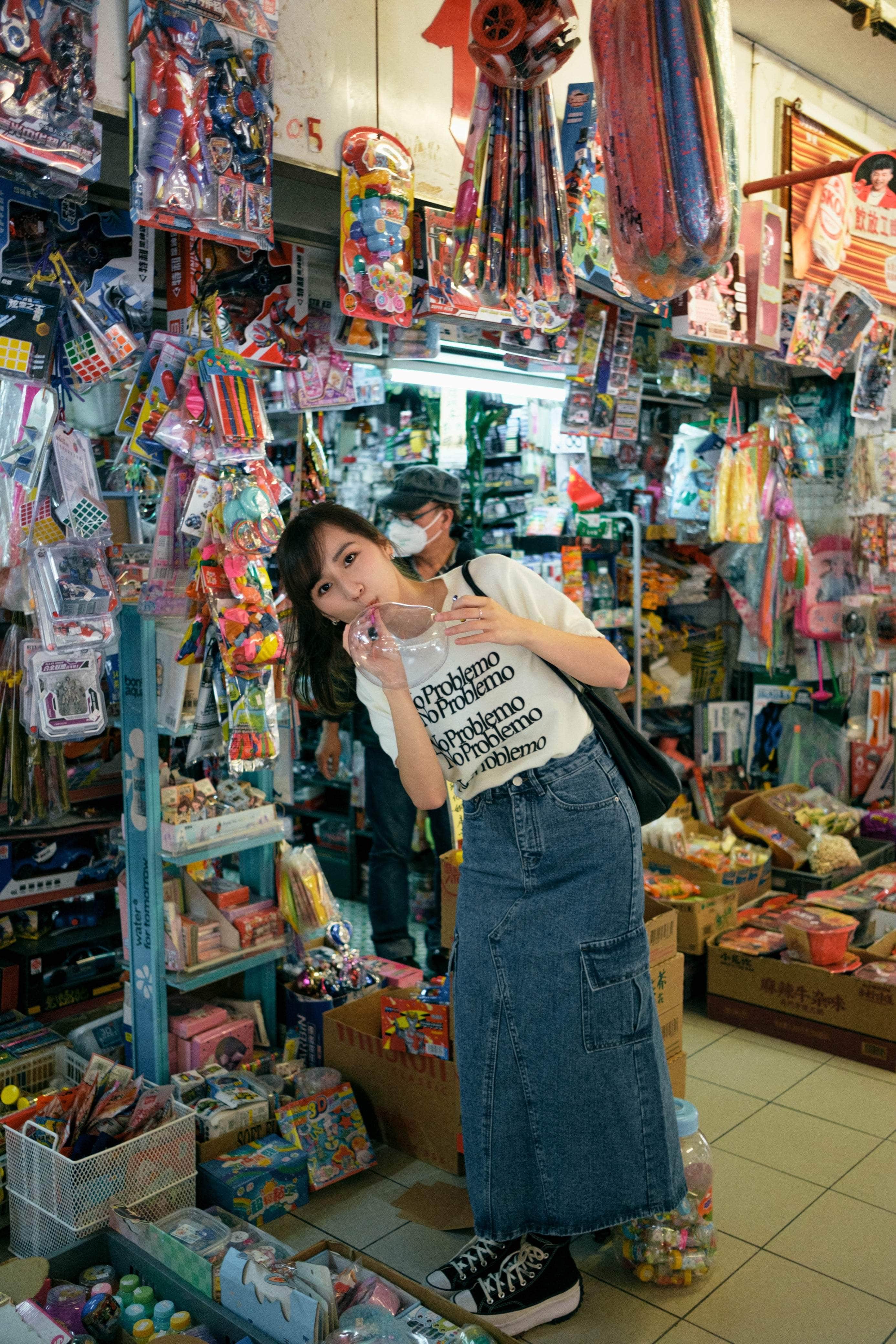 韓國服飾 牛仔長裙韓國 Spring 🌸 高腰復古開叉牛仔裙