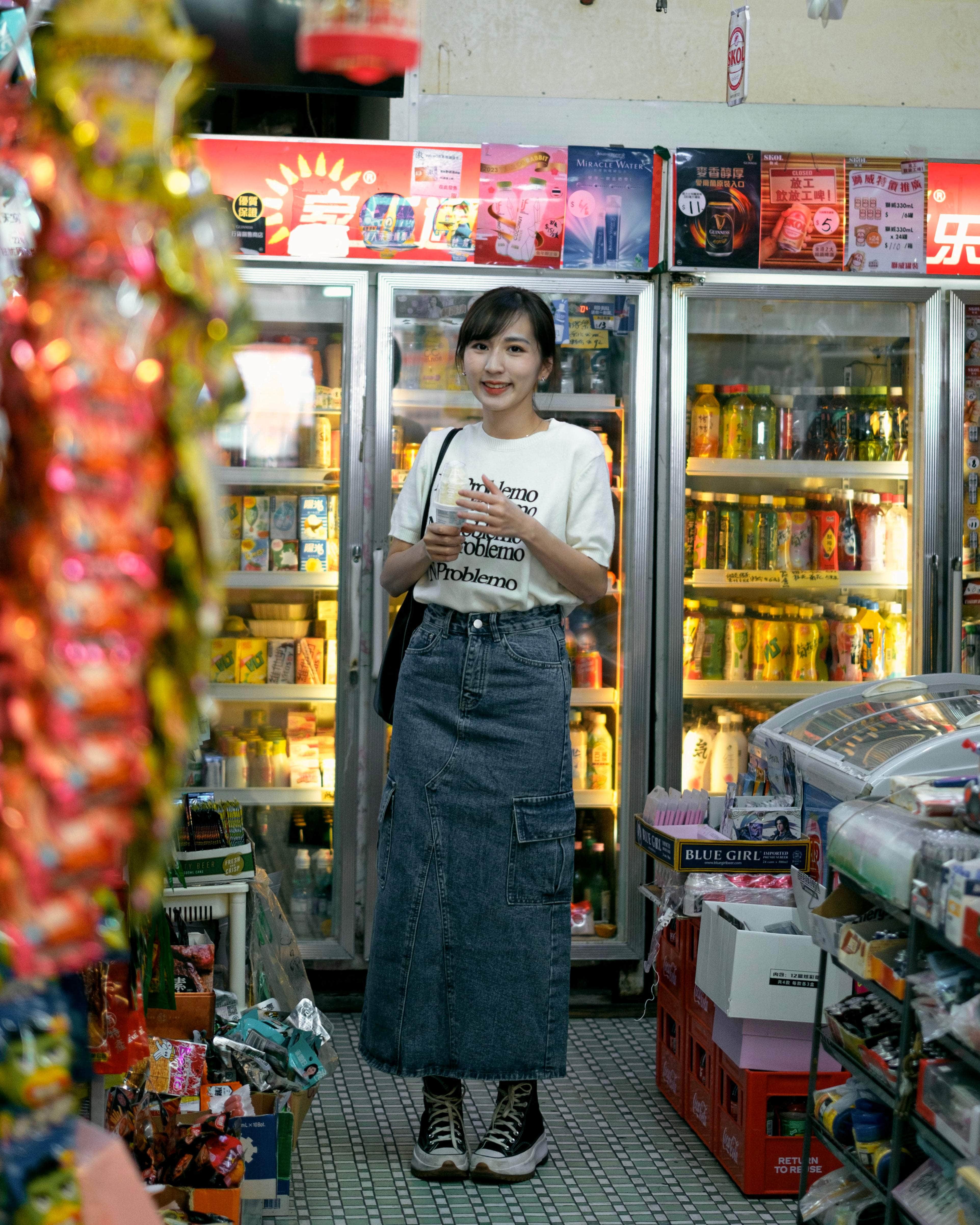 韓國服飾 牛仔長裙韓國 Spring 🌸 高腰復古開叉牛仔裙