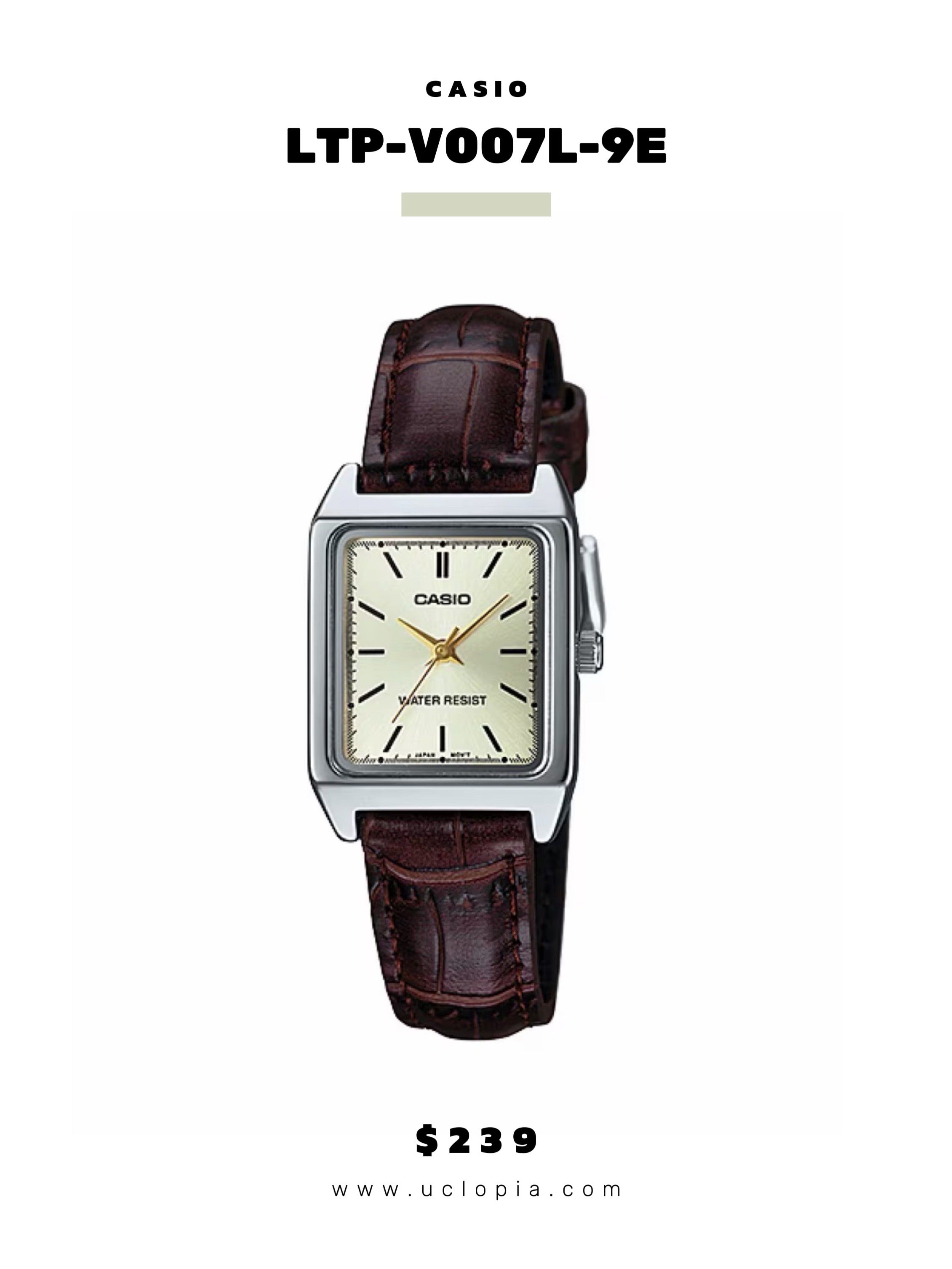 【 CASIO 】LTP-V007L 氣質皮革小方面鋼帶錶［三色入］