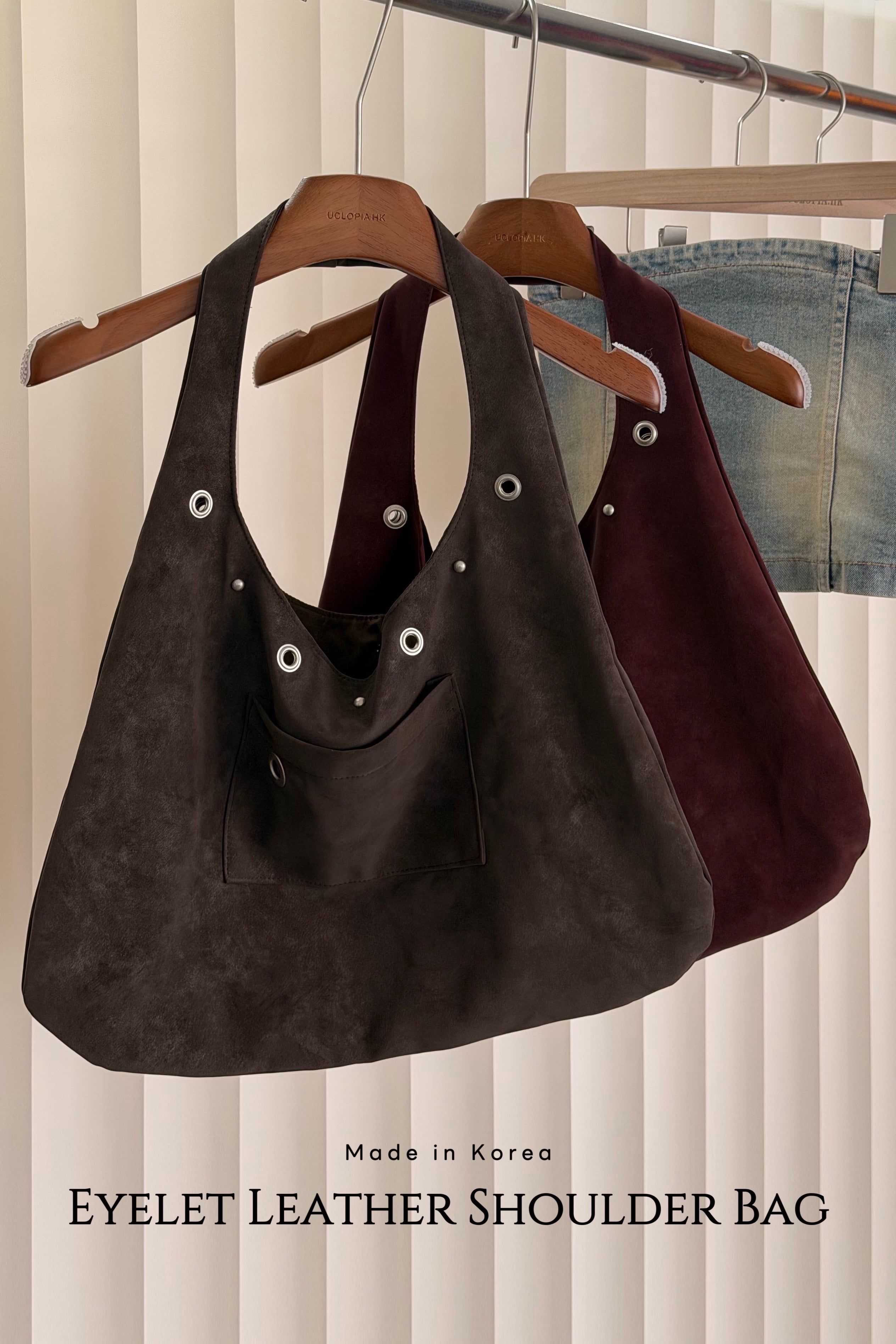 【Summer Vol.3 🎨 】韓國製小羊皮 超輕量！Eyelet Leather Shoulder Bag［兩色入］