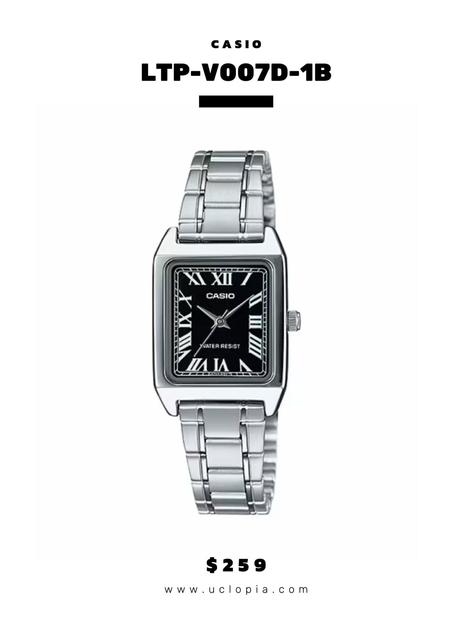 【 CASIO 】LTP-V007D 復古羅馬數字鋼帶錶［四色入］