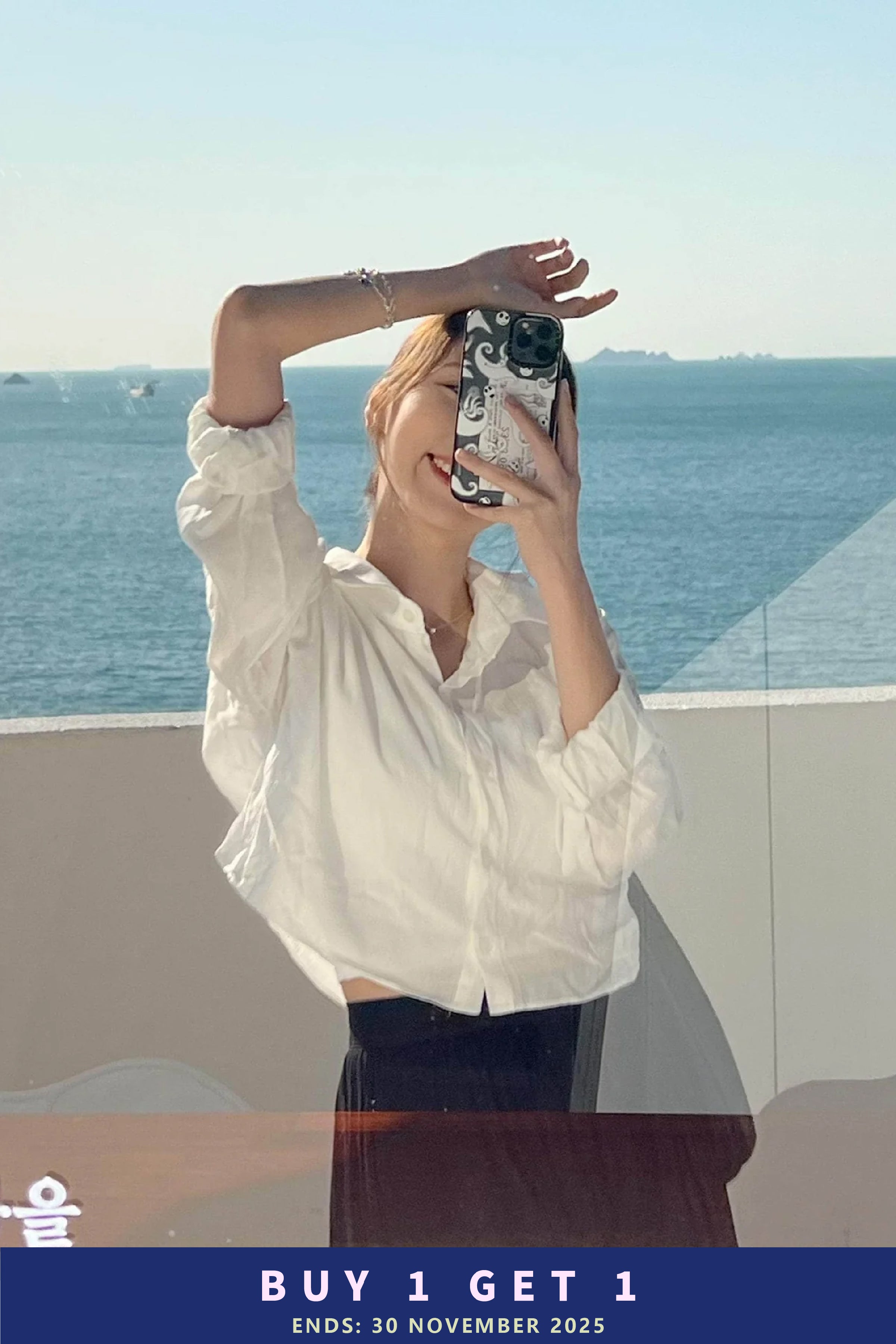 樹枝紋氣質短薄襯衫［三色入］