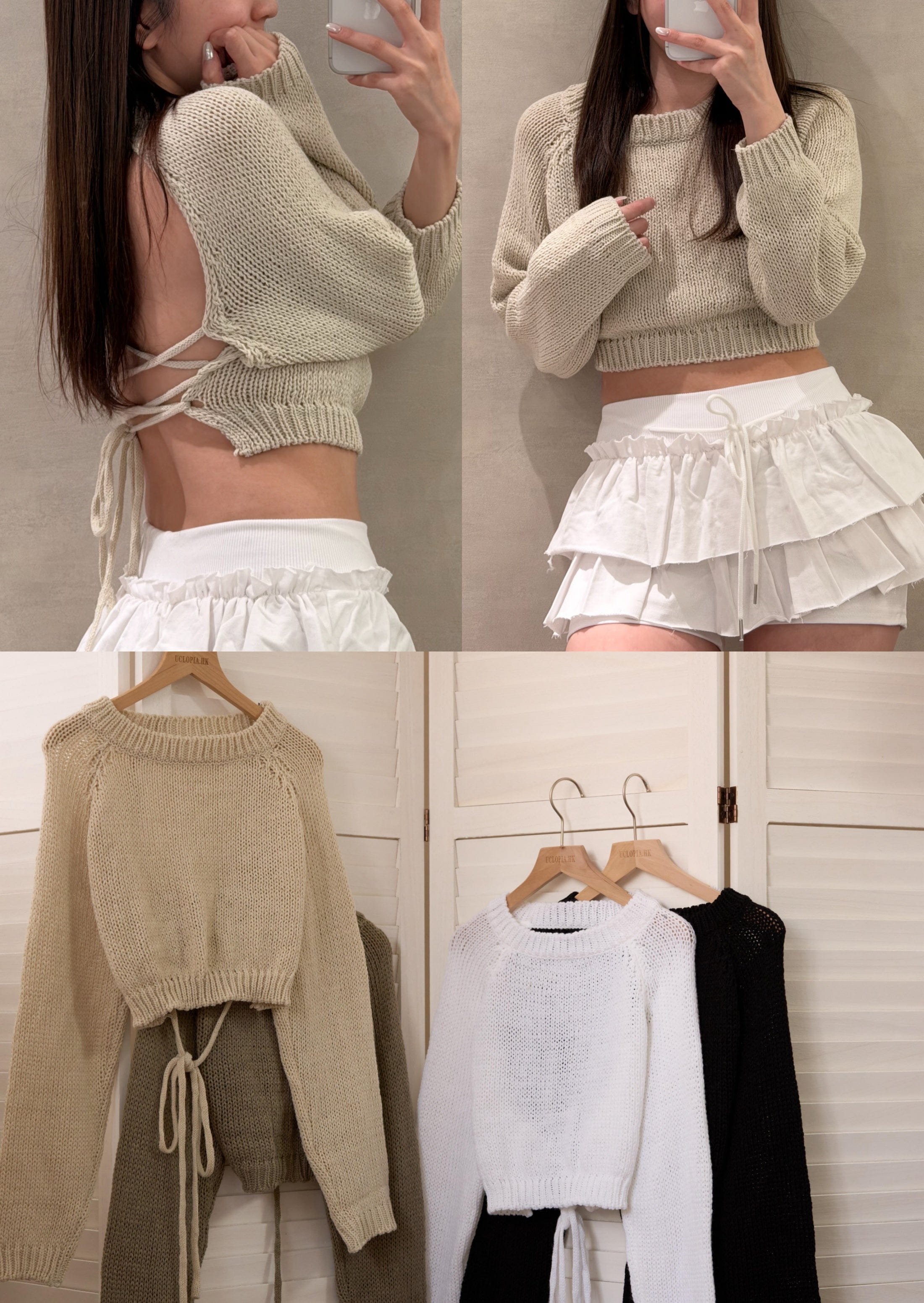 【 歷屆最精彩！$99震撼價❗️#40 】交叉大露背針織短毛衣［四色入］