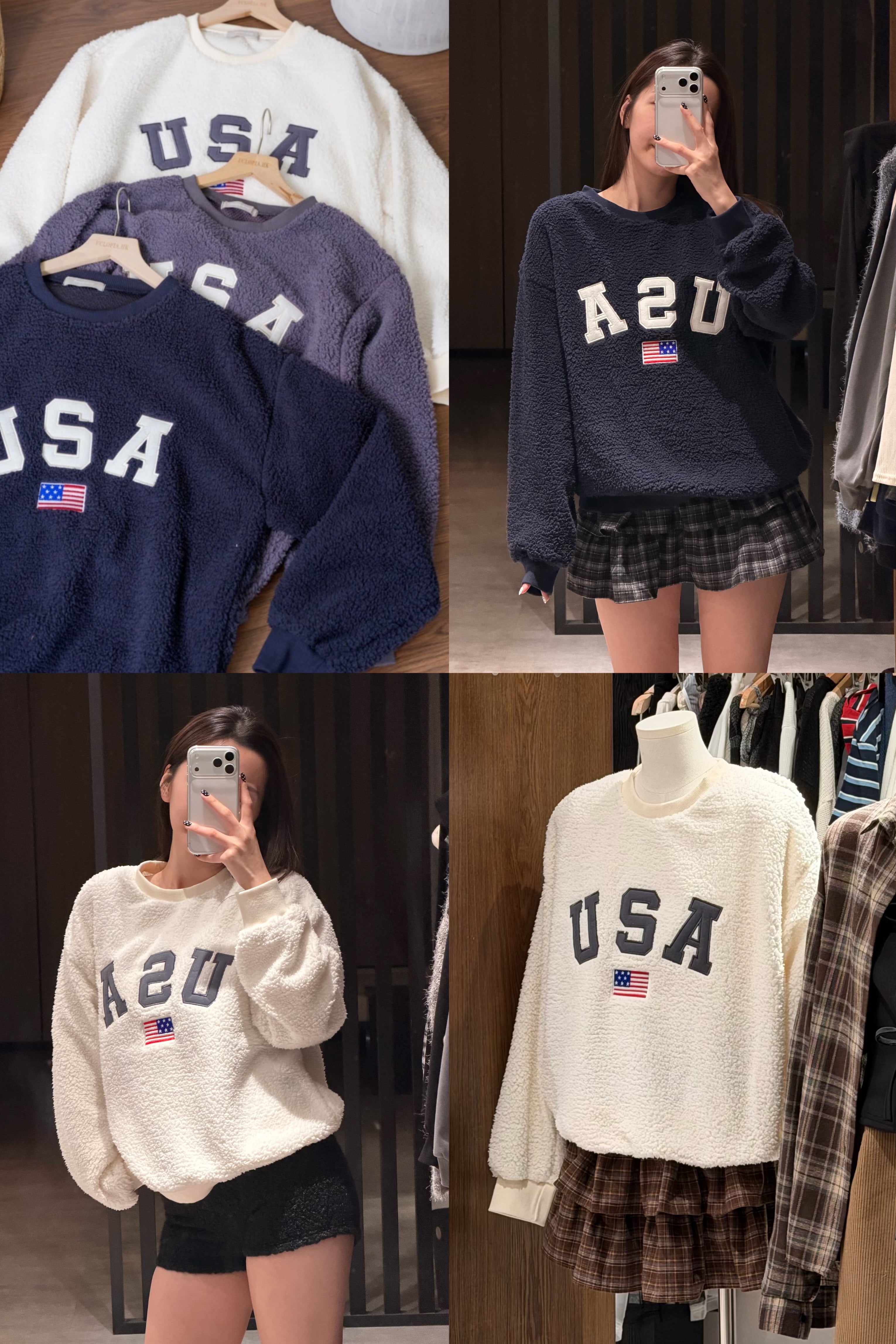 【 歷屆最大型！秋冬$99震撼價❗️#1 】情侶款USA毛絨絨衛衣［三色入］| 店主推薦 👘❣️