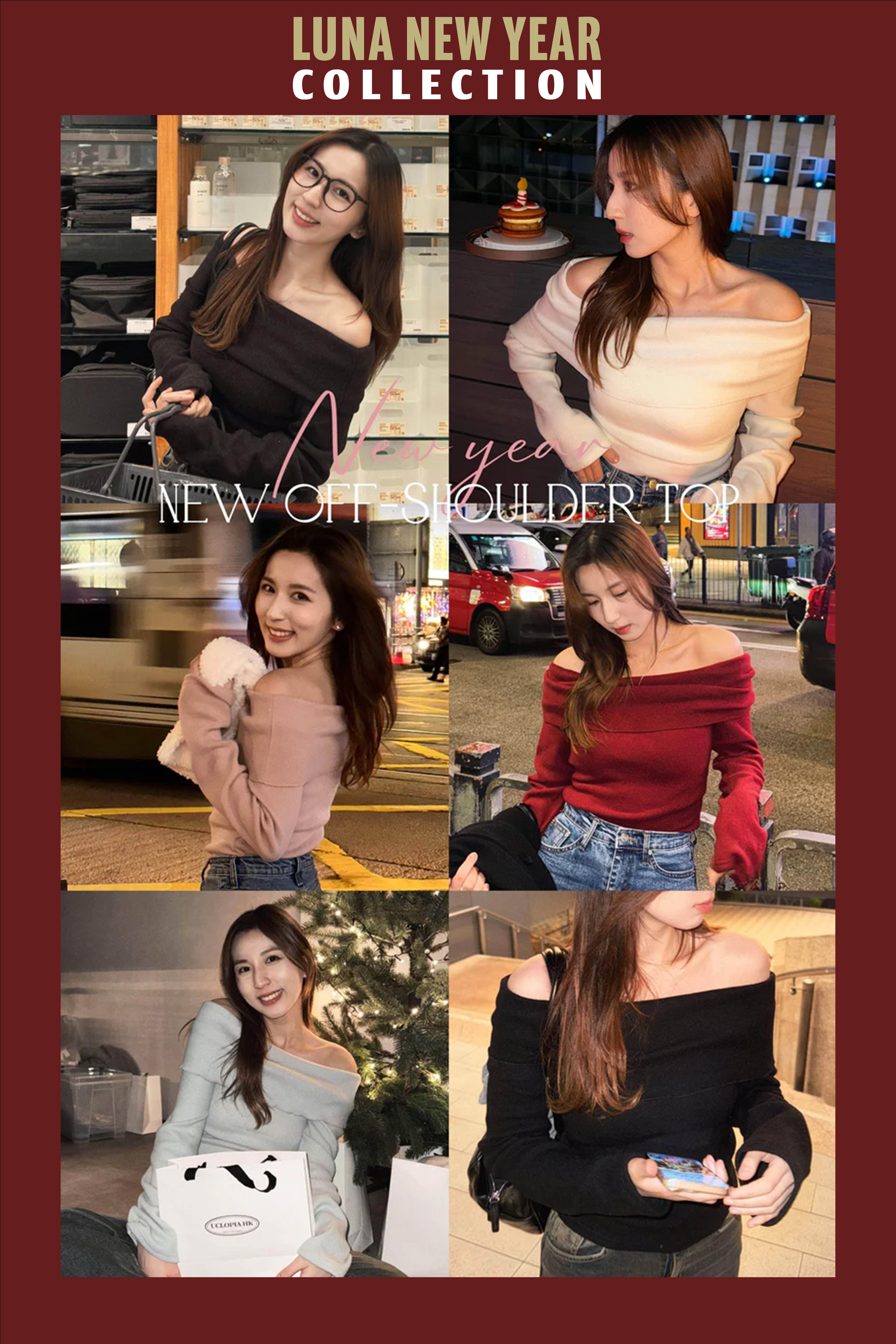 【跨年答謝價$99❣️】超級鬆軟彈！New Year New off-shoulder Top [七色入]