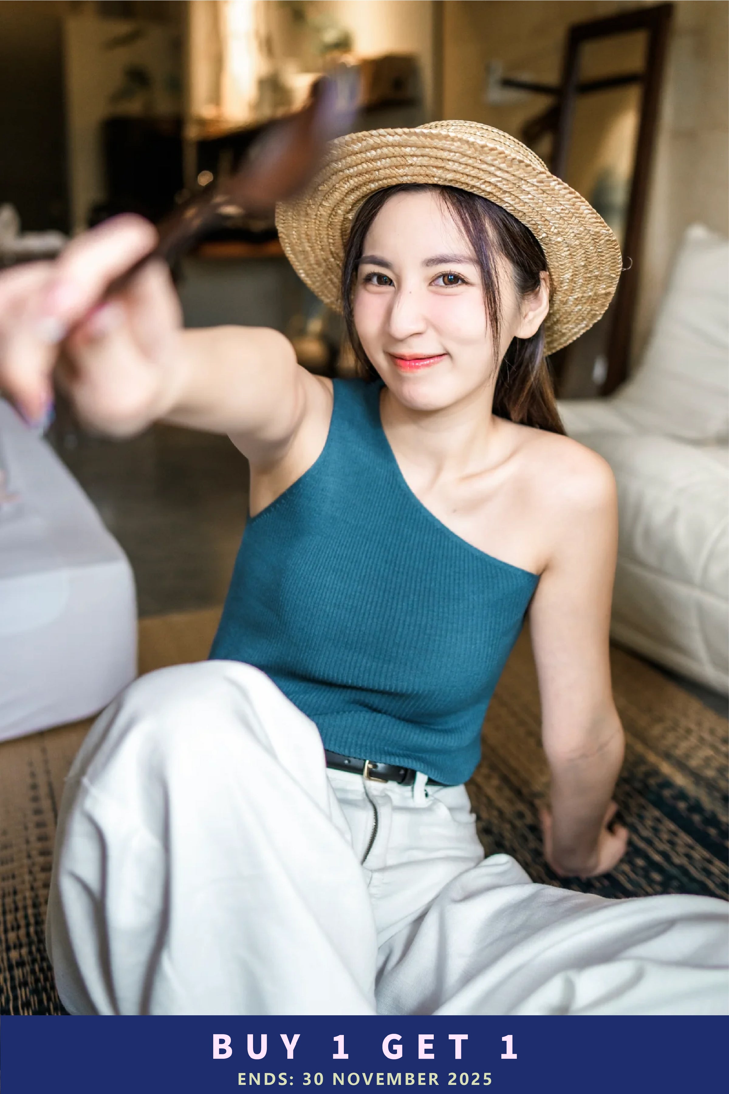 《 一連八日 夏末の最後新品🍧 𝗗𝗔𝗬 𝟲 》Roma Classy One-shoulder Top [兩色入]