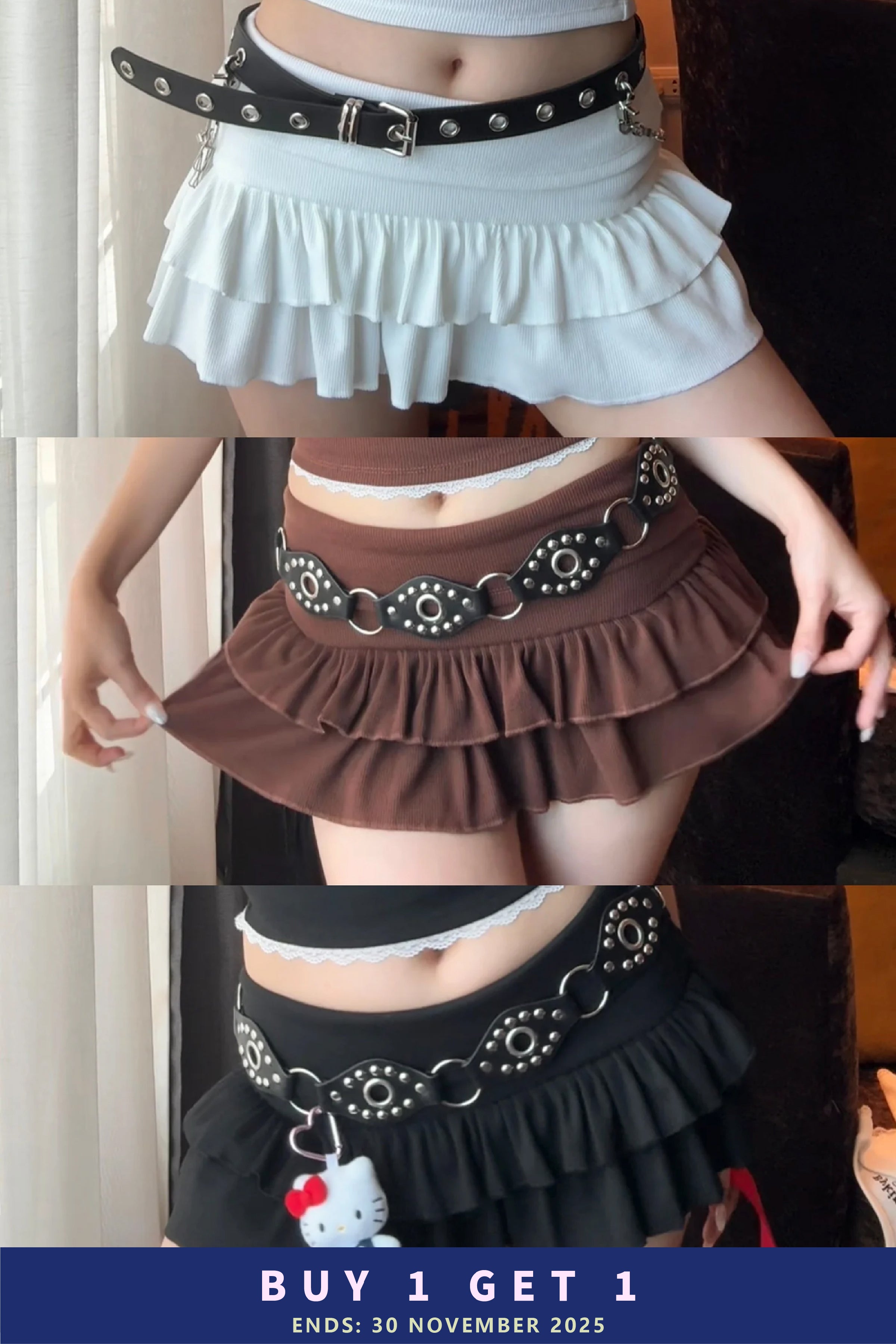 【泰國親身搜羅現貨🇹🇭】迷你修身低腰蛋糕裙仔［三色入］