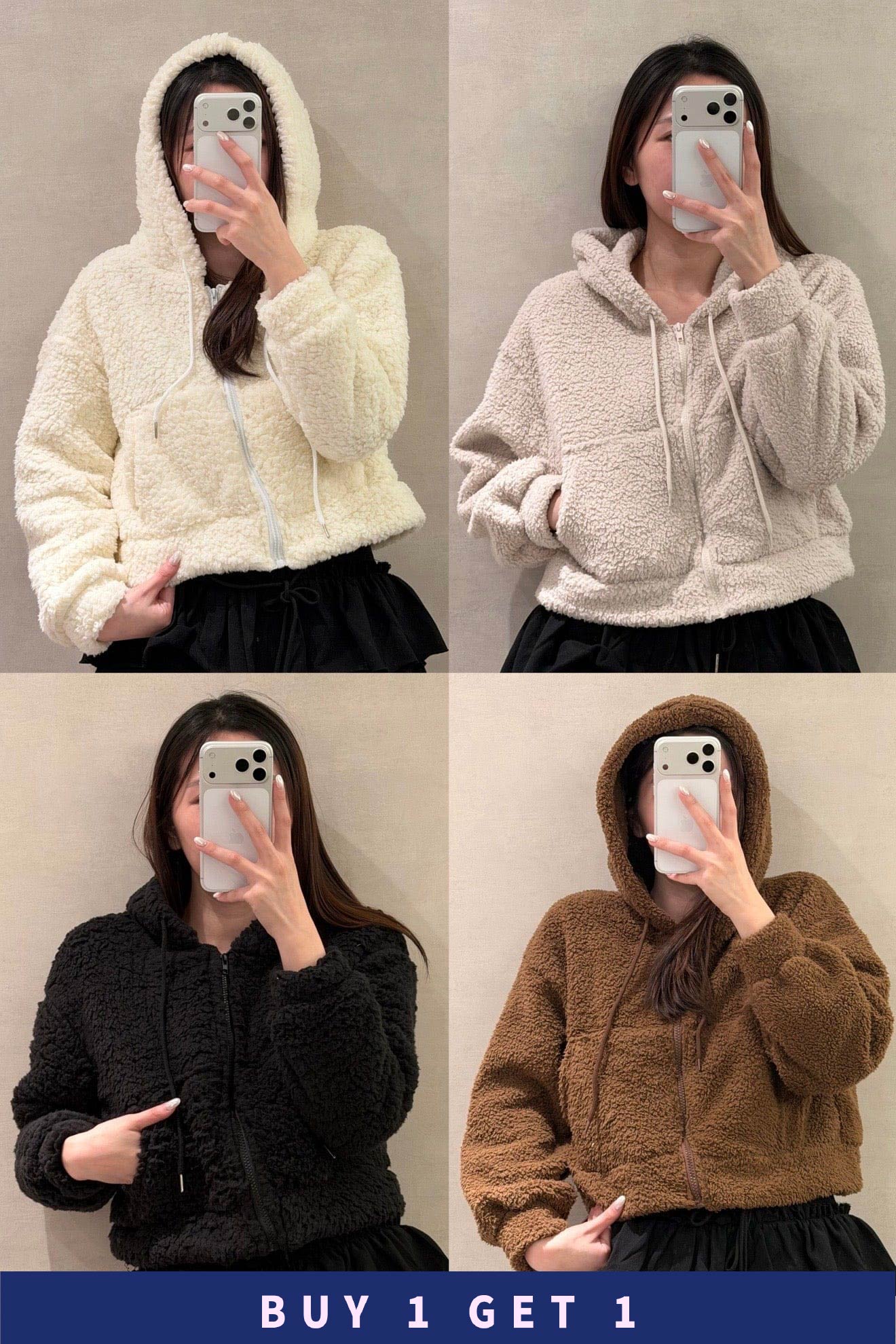 【 $99買一送一 】軟軟毛毛拉鍊短外套