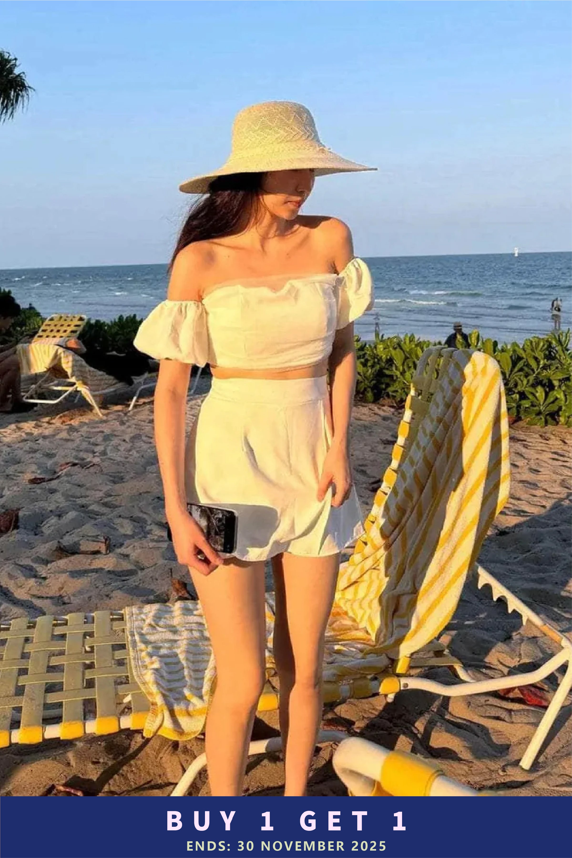 【泰國親身搜羅現貨🇹🇭】泡芙袖Lace tube top set 有胸墊上衣+褲裙