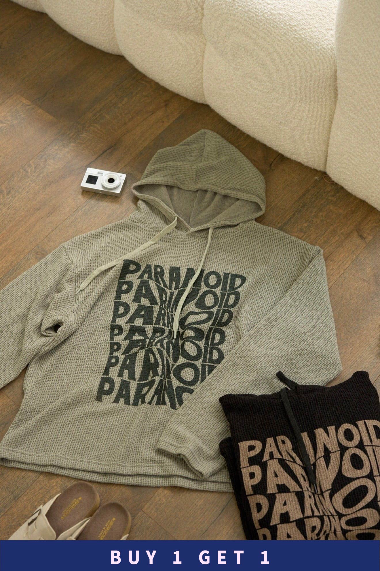 【 $99買一送一 】Y2K Oversized 扭曲圖案連帽上衣