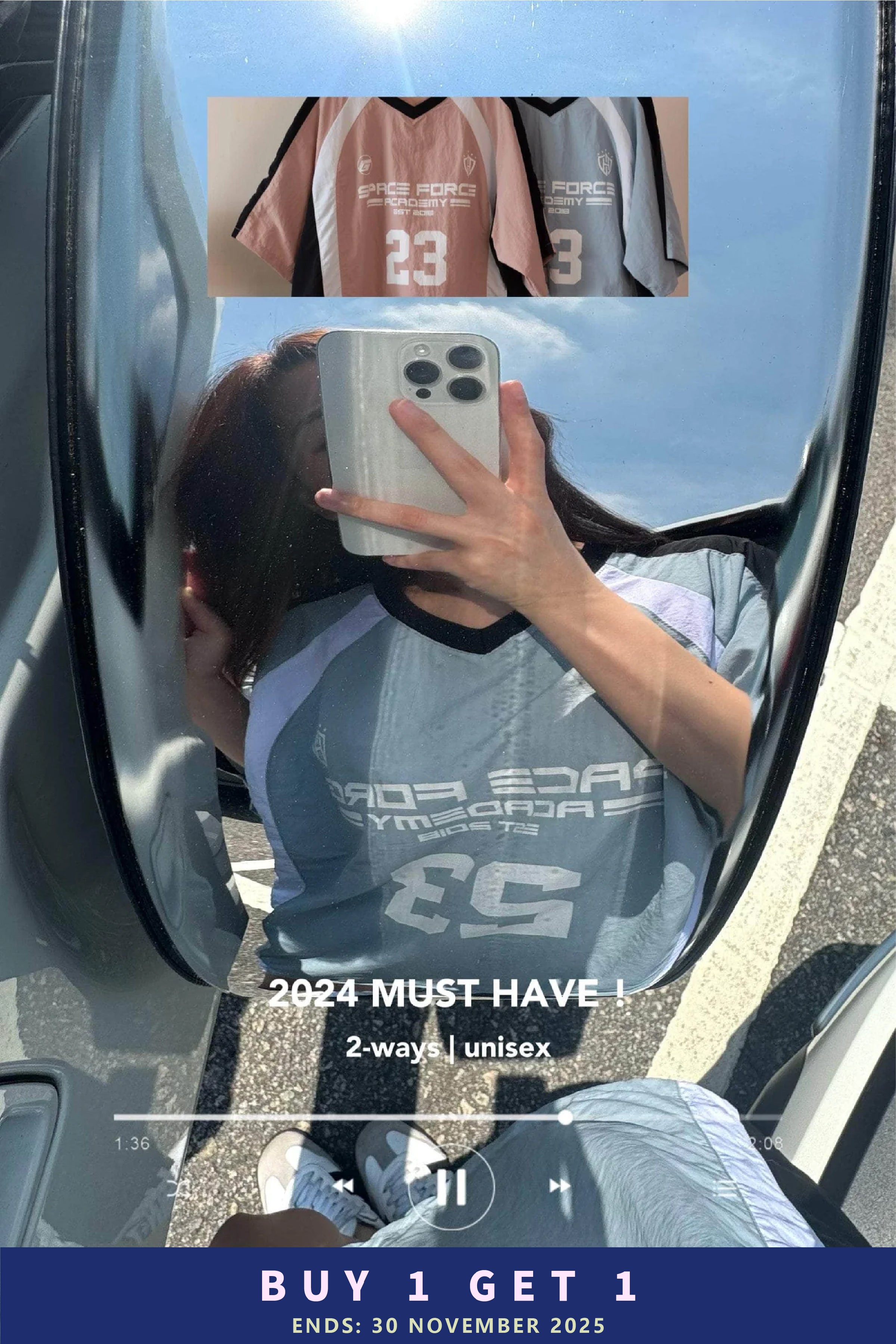 【必試入門Y2K🎧】2024 Must have 男女可穿款 💘 Space Force 索索料球衣 [兩色入]