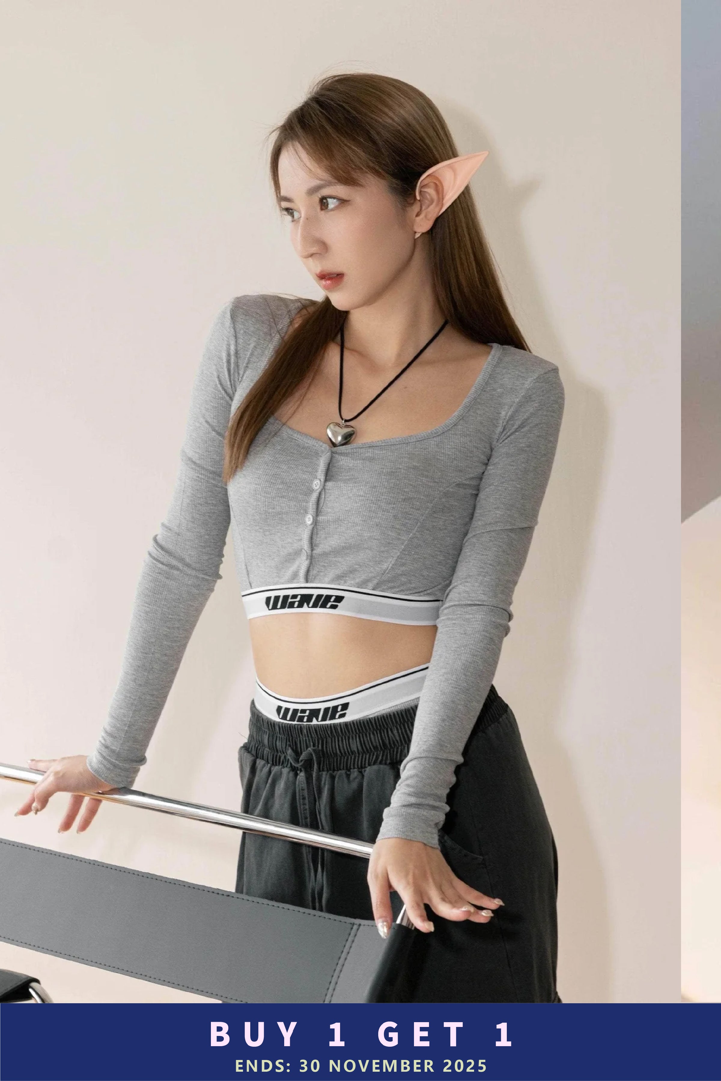 Y2K Wave long-sleeve top / under  [兩色入]