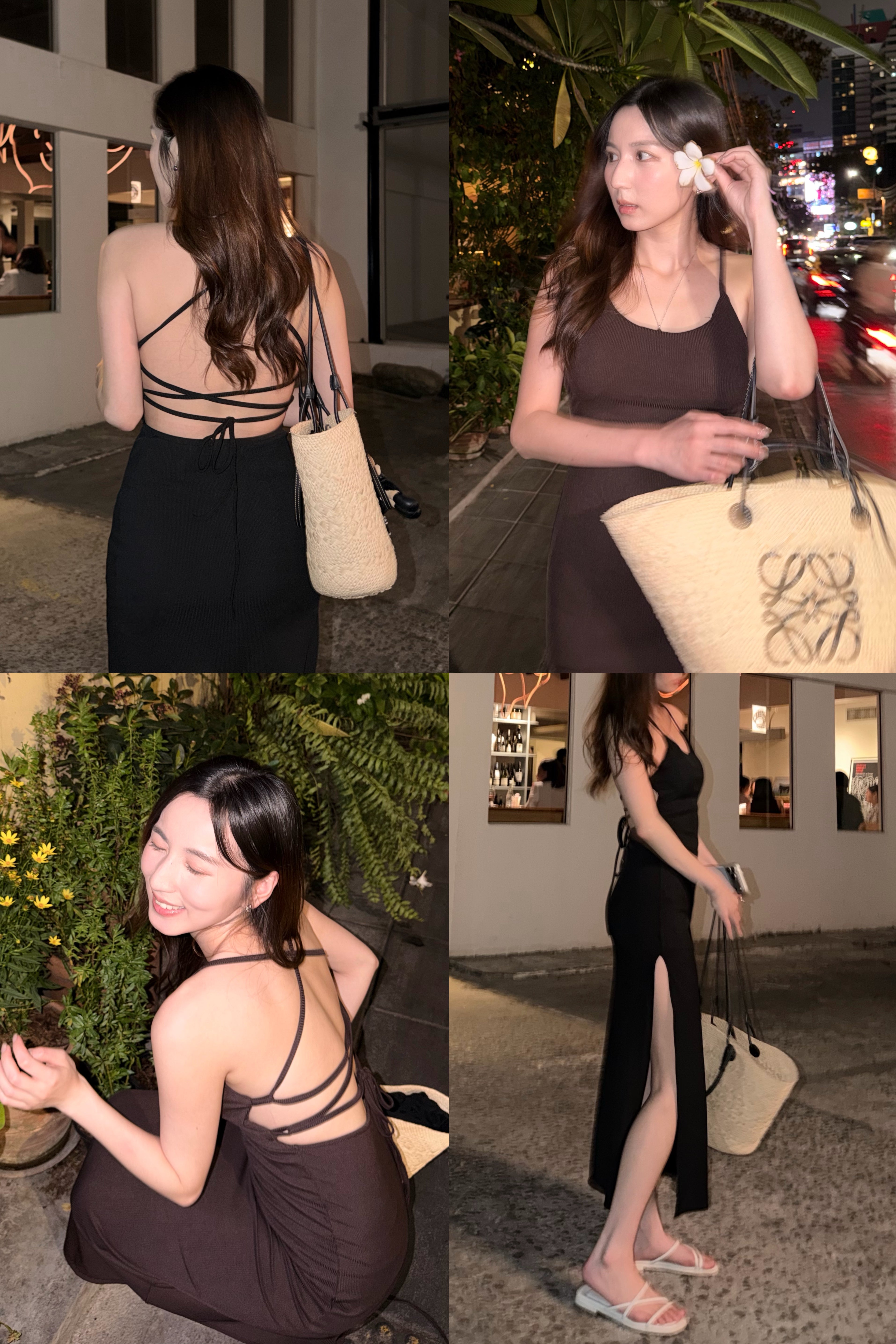 【泰國早鳥連線🇹🇭】#16 交叉大露背開叉長裙 - with pads［兩色入］￼￼