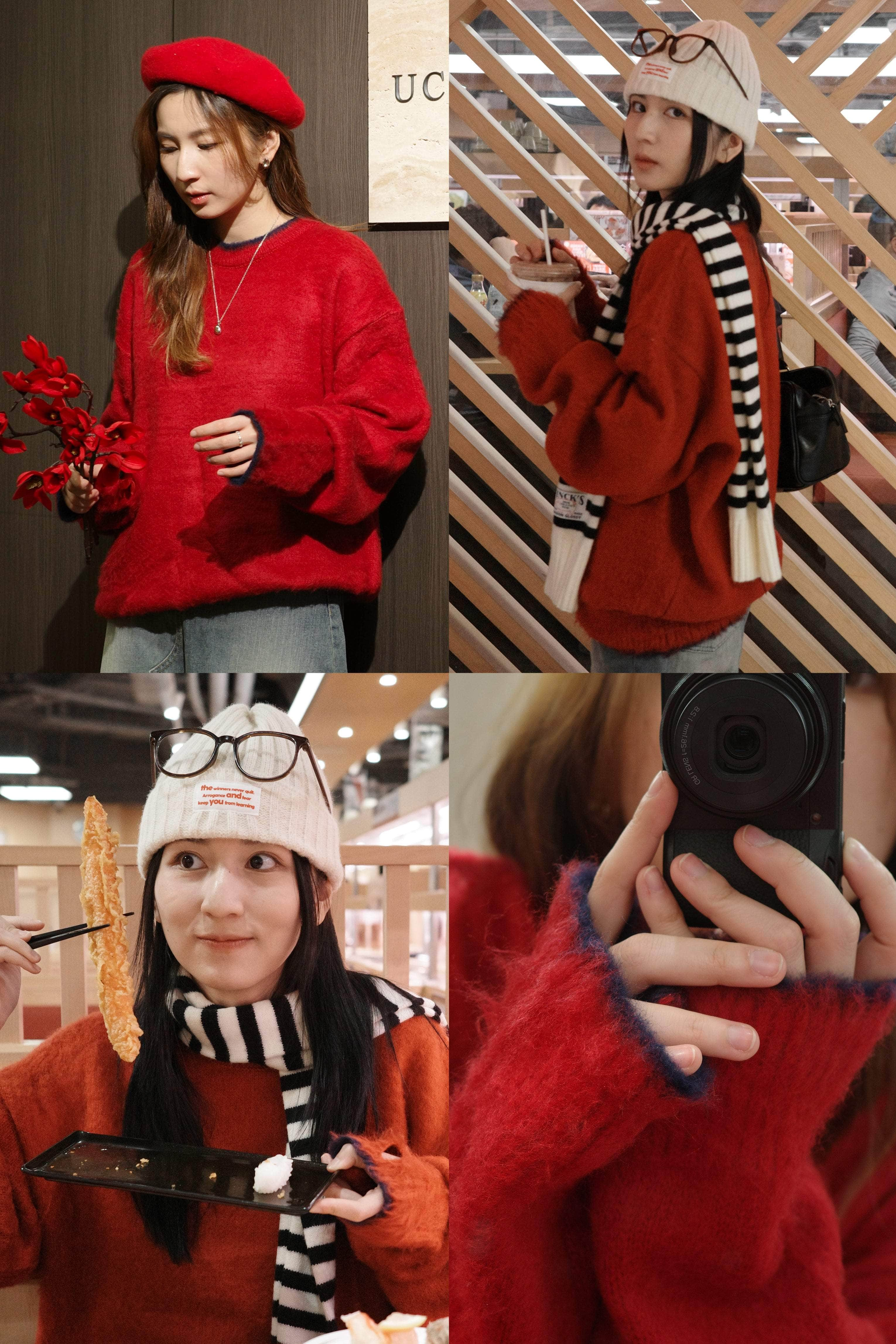 【🧧新春系列🍊🐍】Angora Red x Navy Oversized Sweater