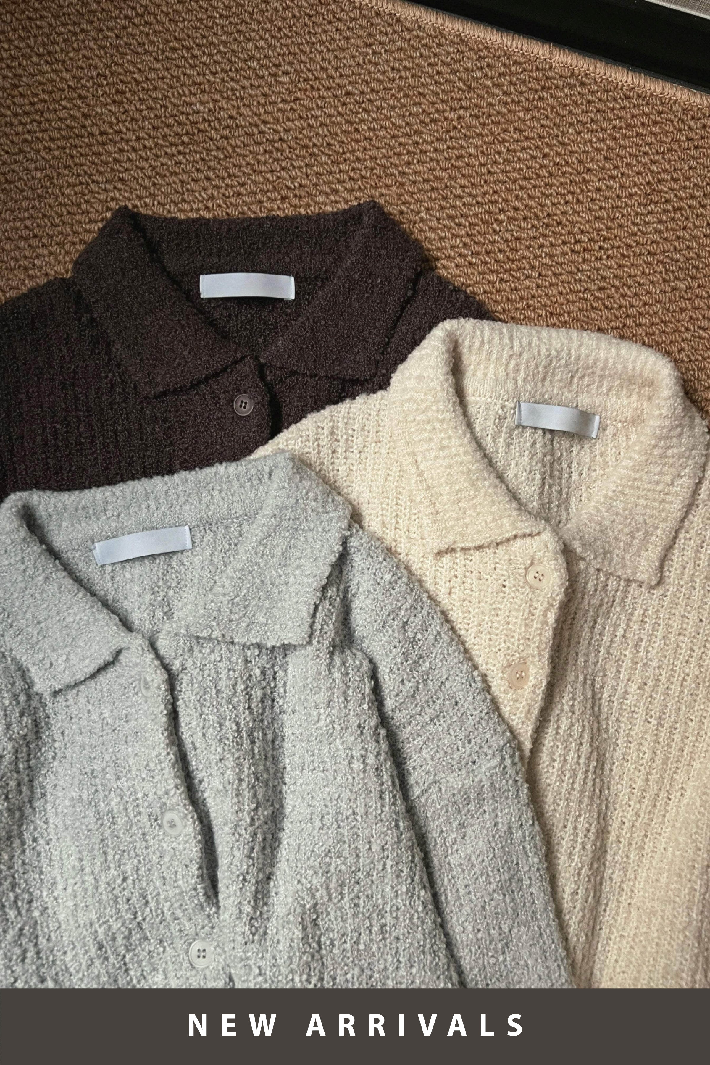 【 韓國親搜巡禮 · Week 2🥯 】全員自留！8%wool 🐏 ~ 圈圈紗翻領鈕扣針織毛衣 [三色入］