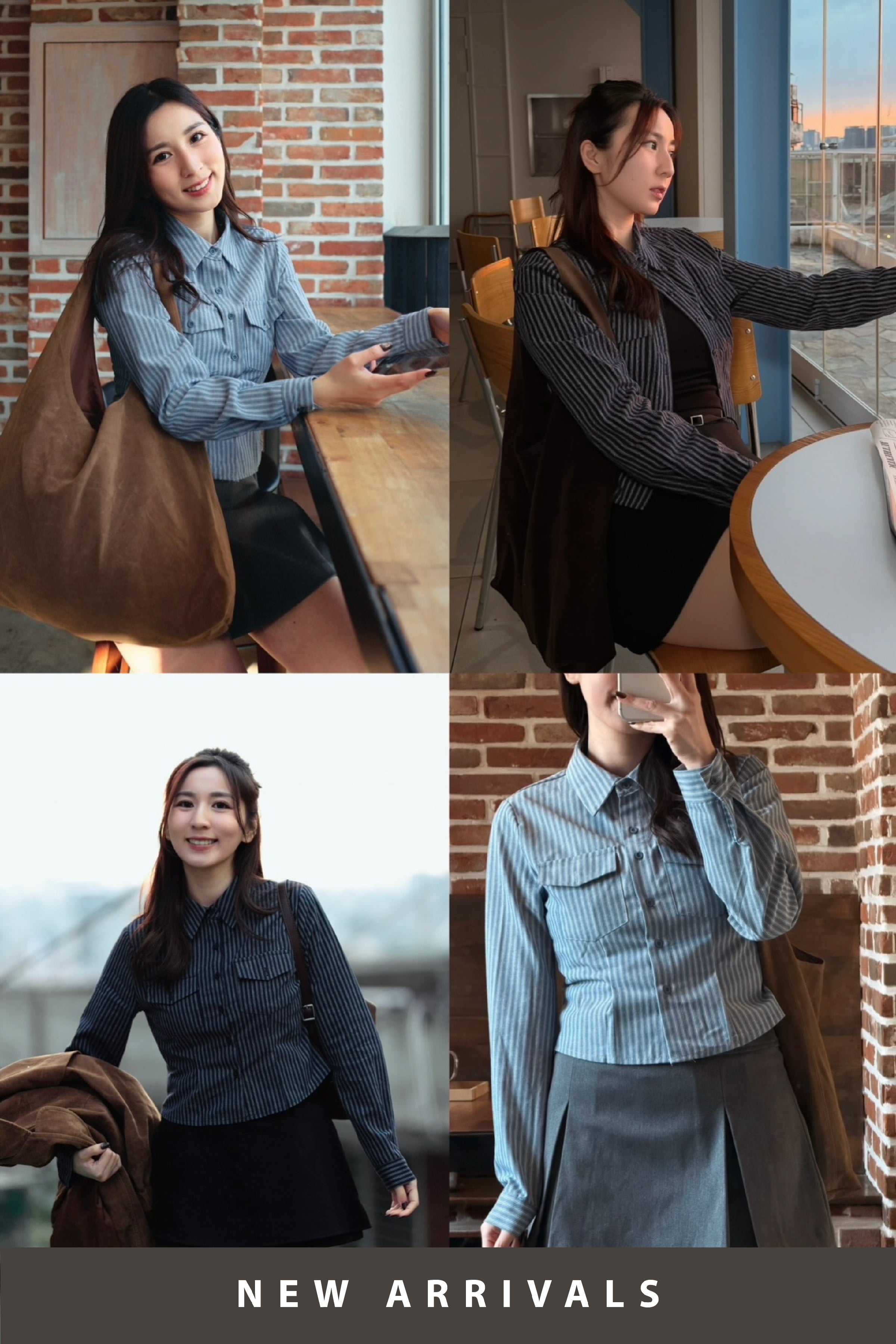 【 韓國親搜巡禮 · Week 2🥯 】藍白條紋修腰短襯衫［兩色入］