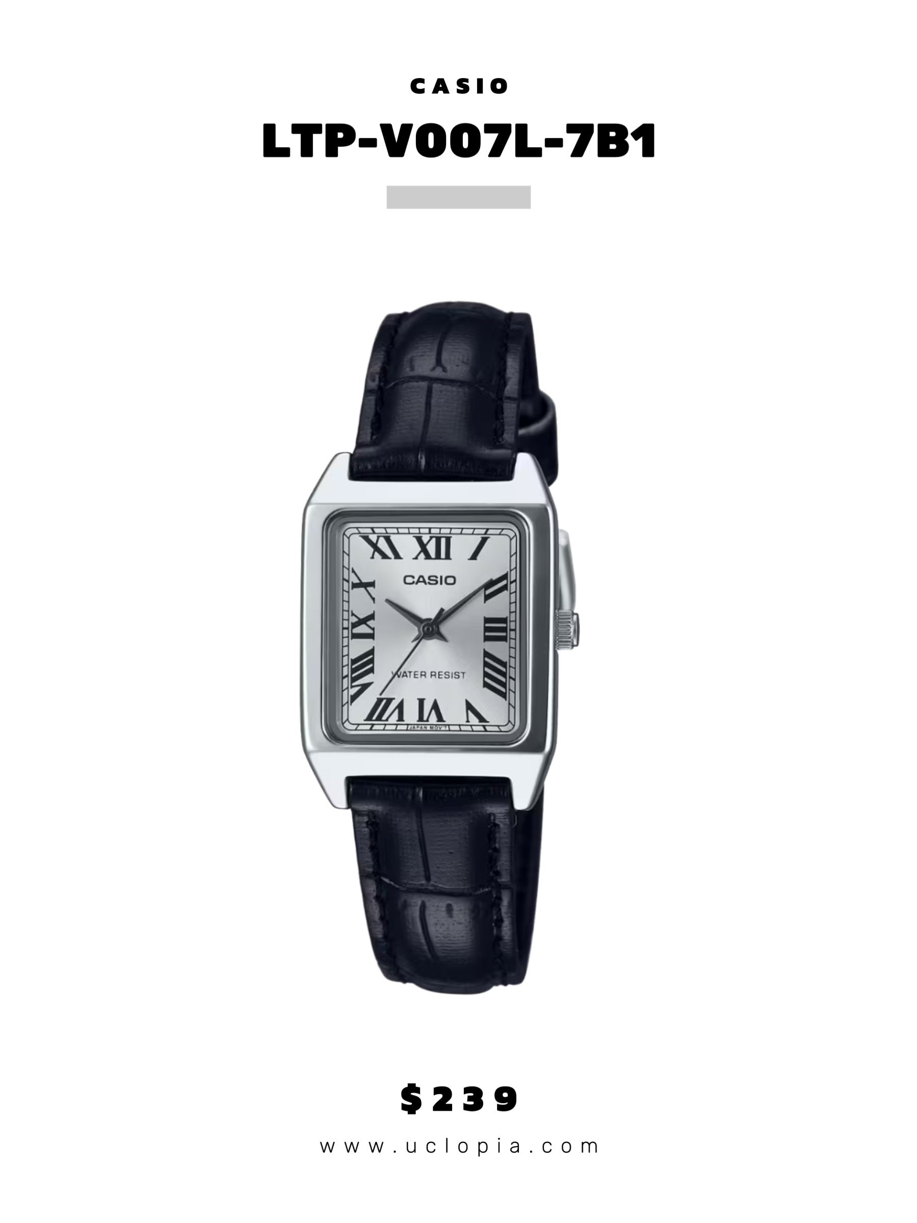 【 CASIO 】LTP-V007L 氣質皮革羅馬字鋼帶錶［三色入］