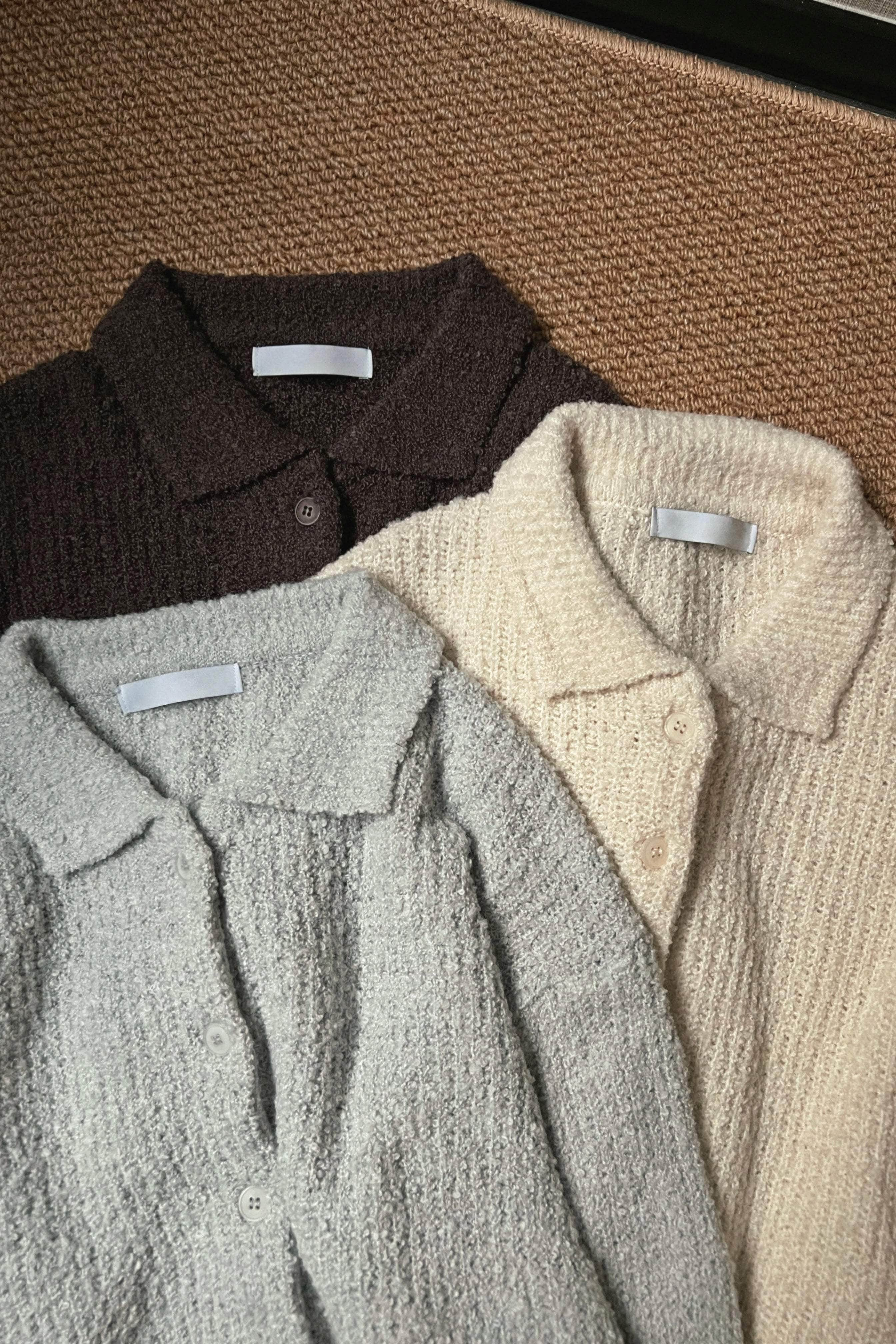 全員自留！8%wool 🐏 ~ 圈圈紗翻領鈕扣針織毛衣 [三色入］