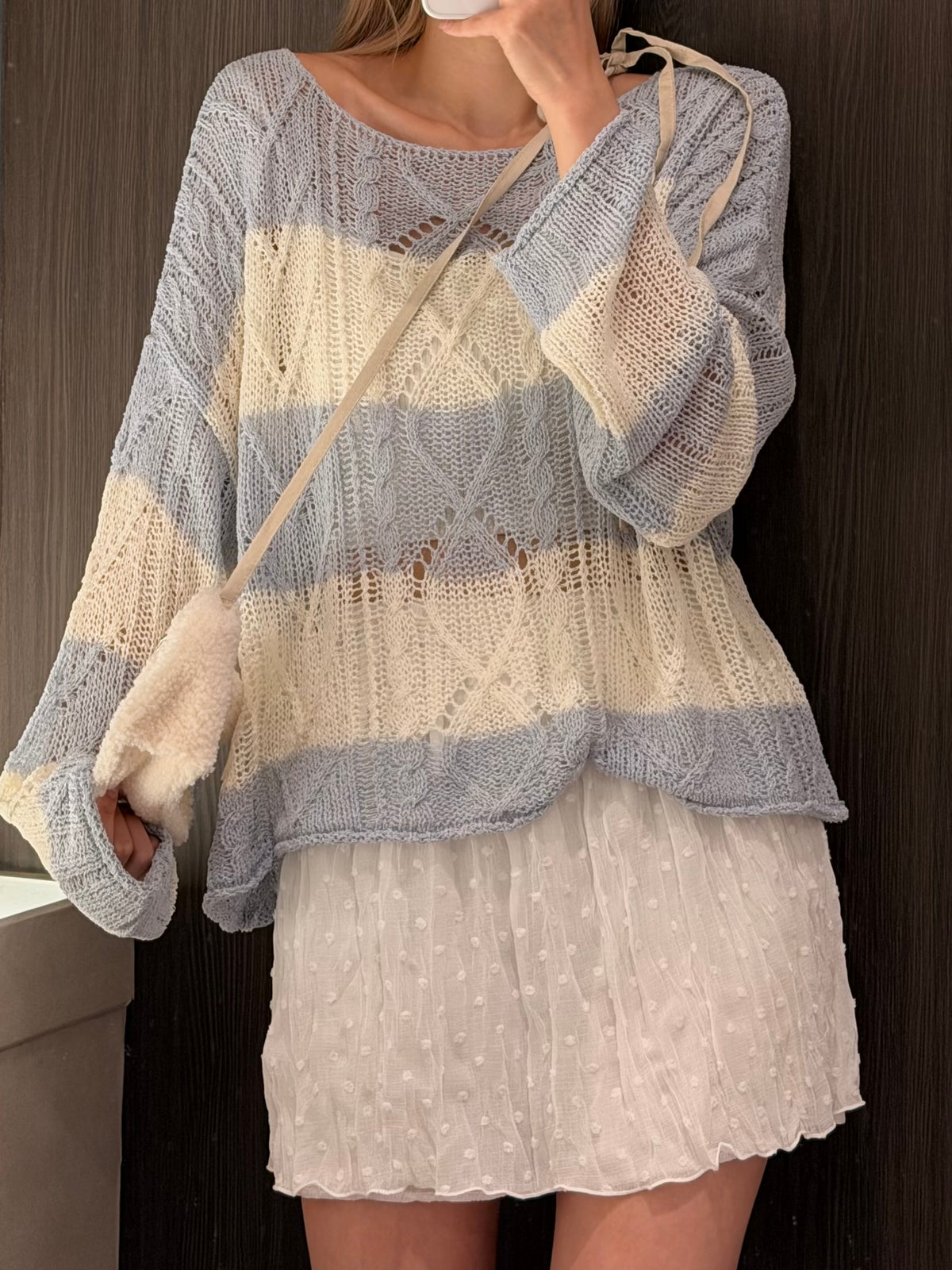 【 $99開季震撼價❗️ 】#10 | 拼色間條網網罩衫￼［四色入］｜店主推薦 👘