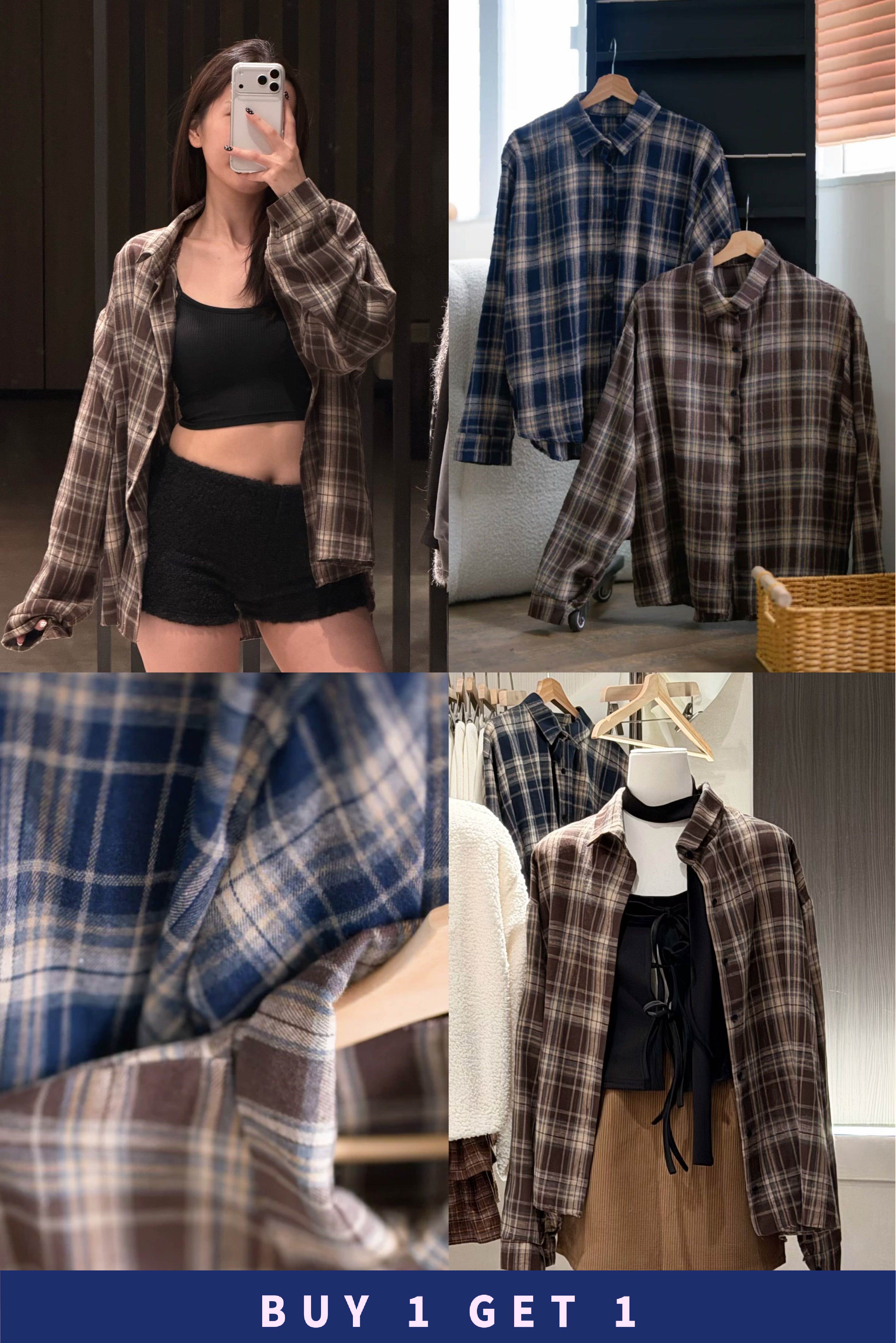 #58 【 $99買一送一 】薄絨秋冬必備格仔襯衫