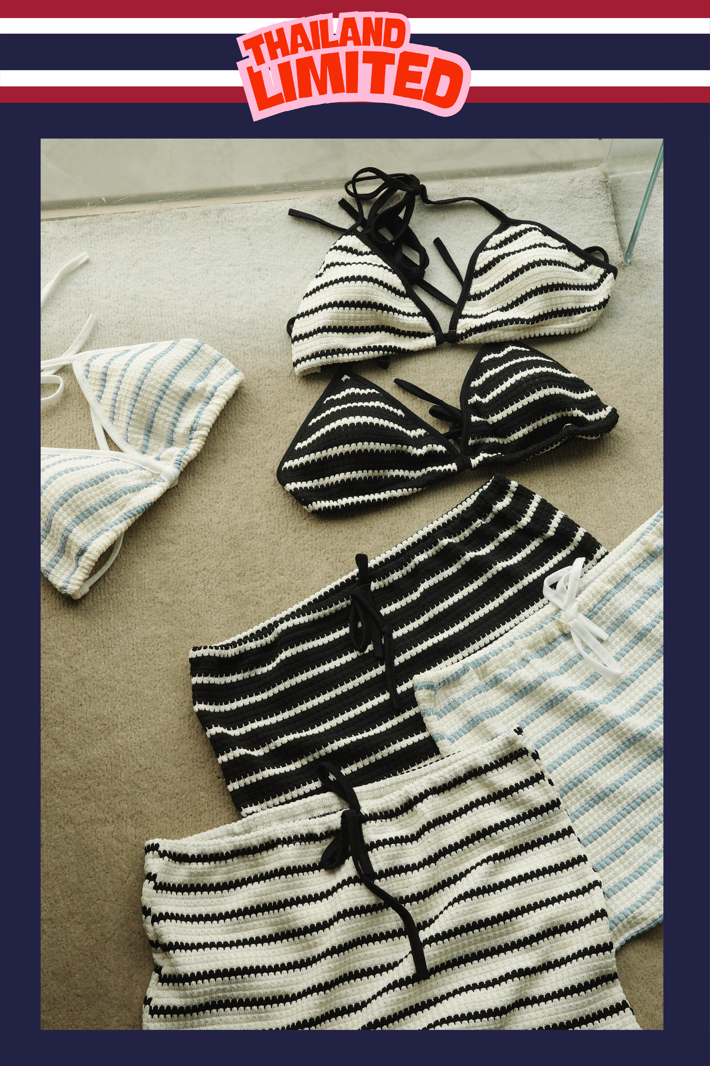 【泰國早鳥連線🇹🇭】#11 度假風情編織泳衣套裝［三色入］￼￼￼