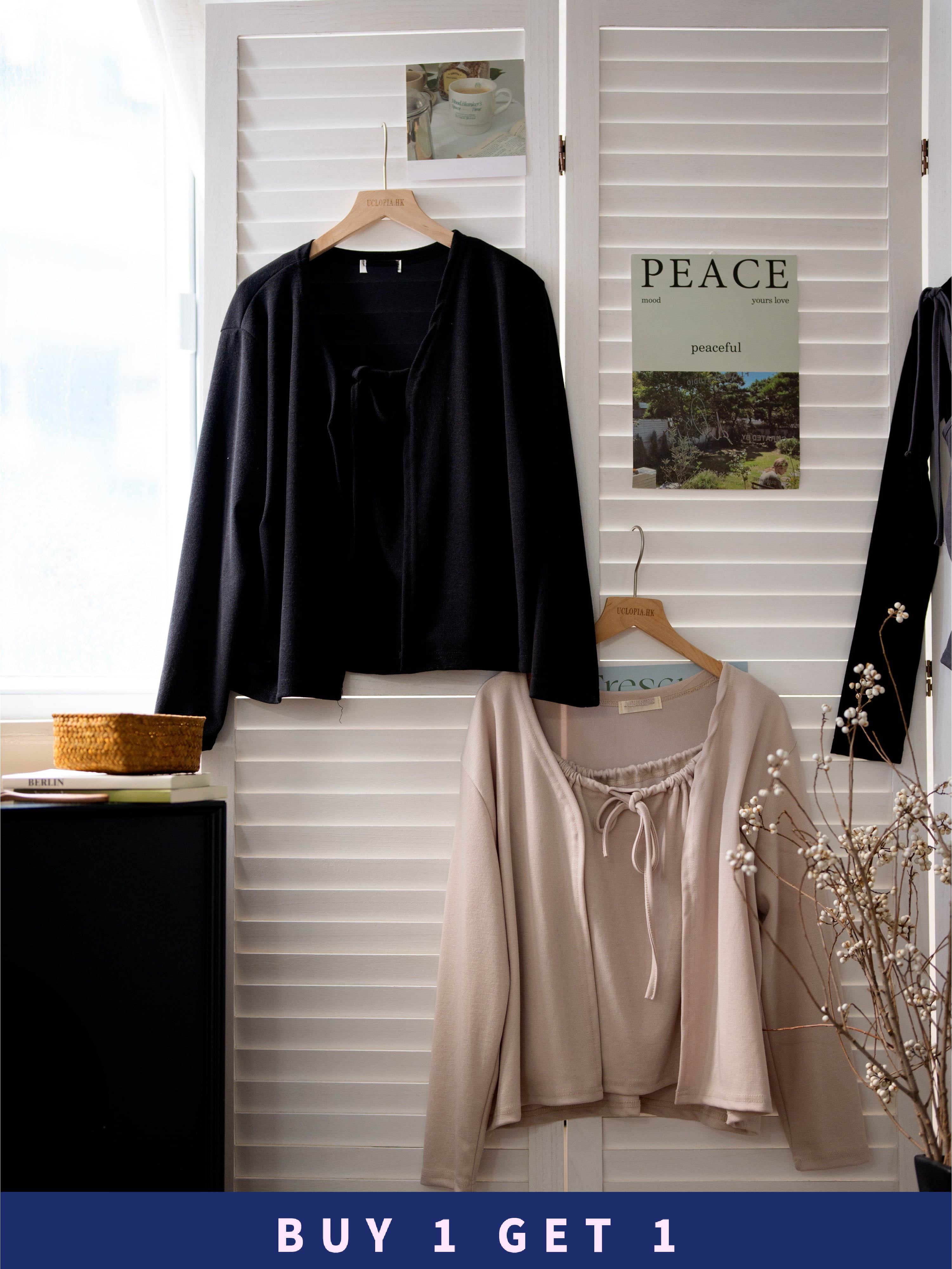 #73【 $99買一送一 】溫柔調節束領兩件套 背心+外套仔